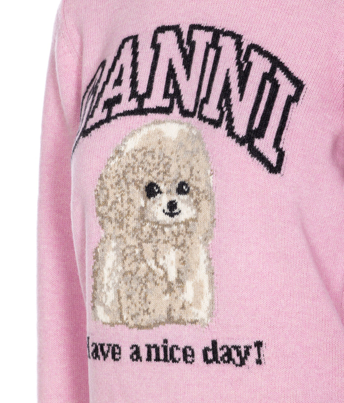 Ganni Sweaters Pink Wool