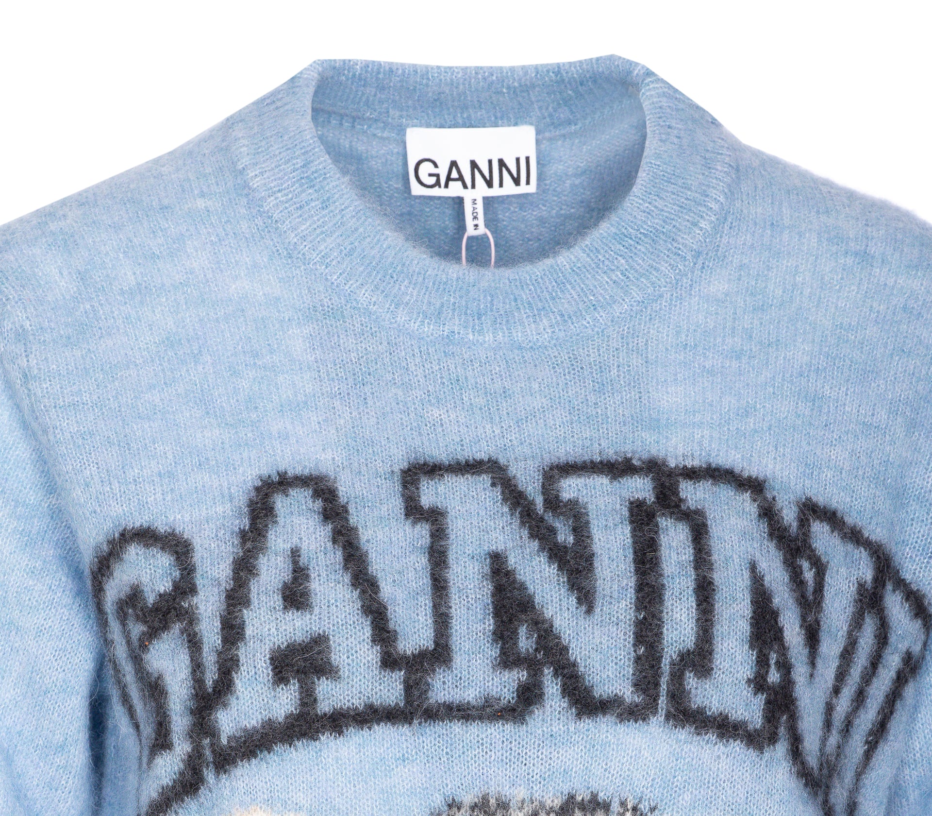 Ganni T-Shirts And Polos Blue Alpaca Wool