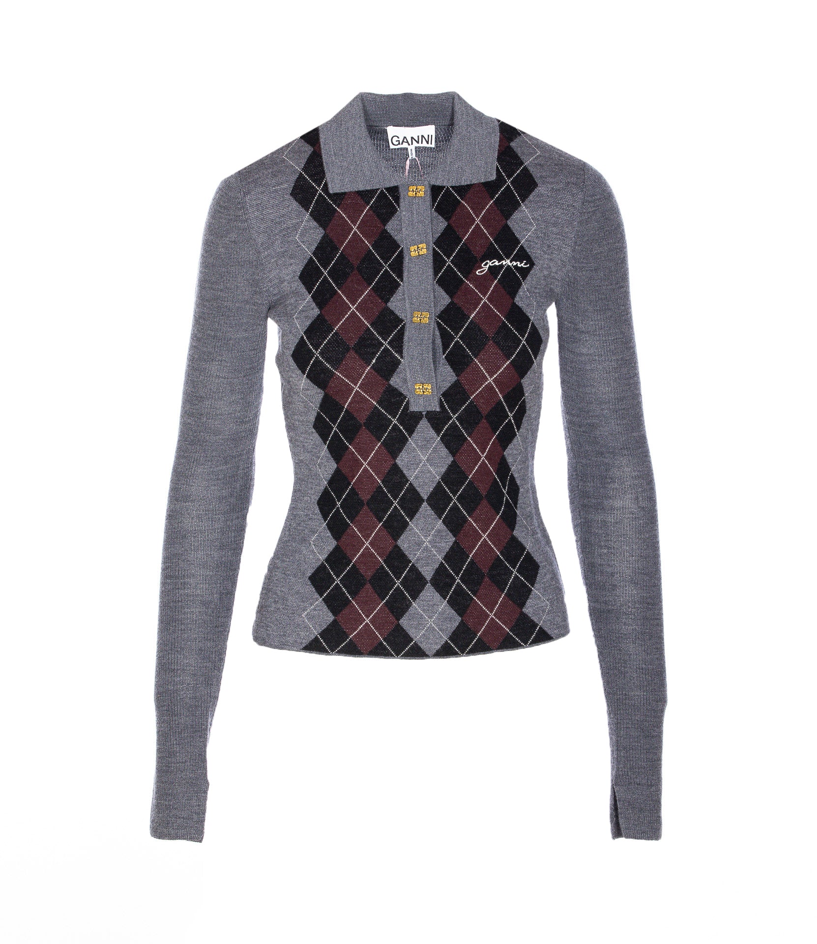 Ganni T-Shirts And Polos Grey Merino Wool