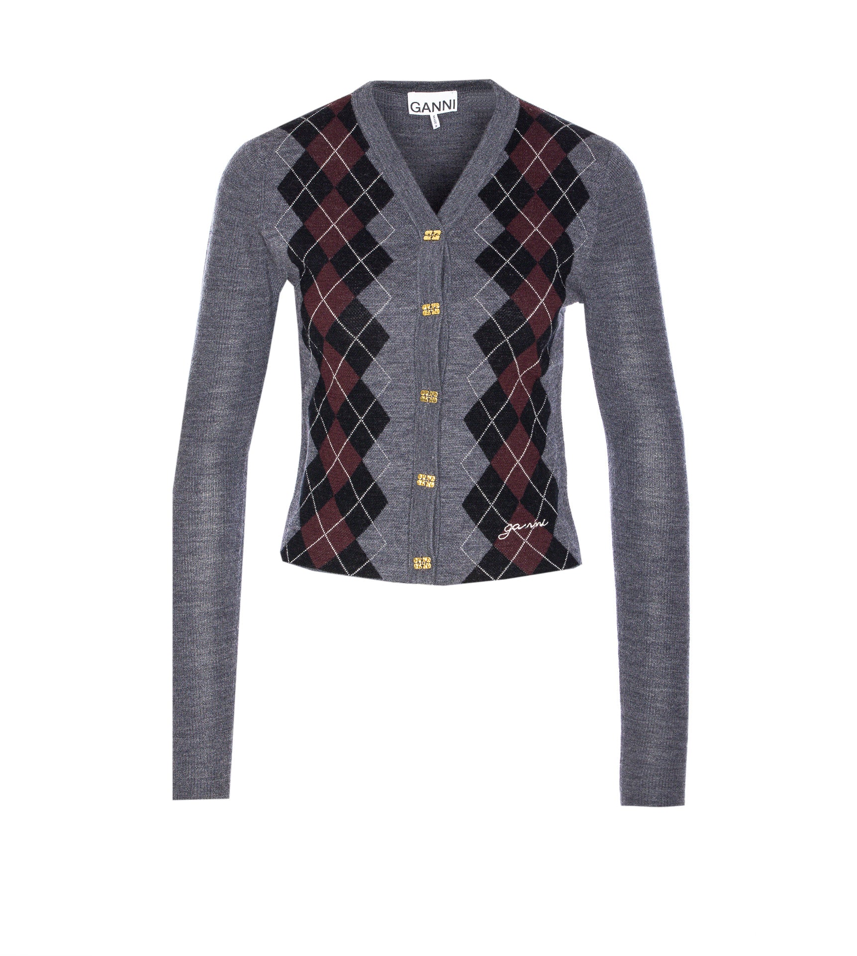 Ganni Sweaters Grey Merino Wool