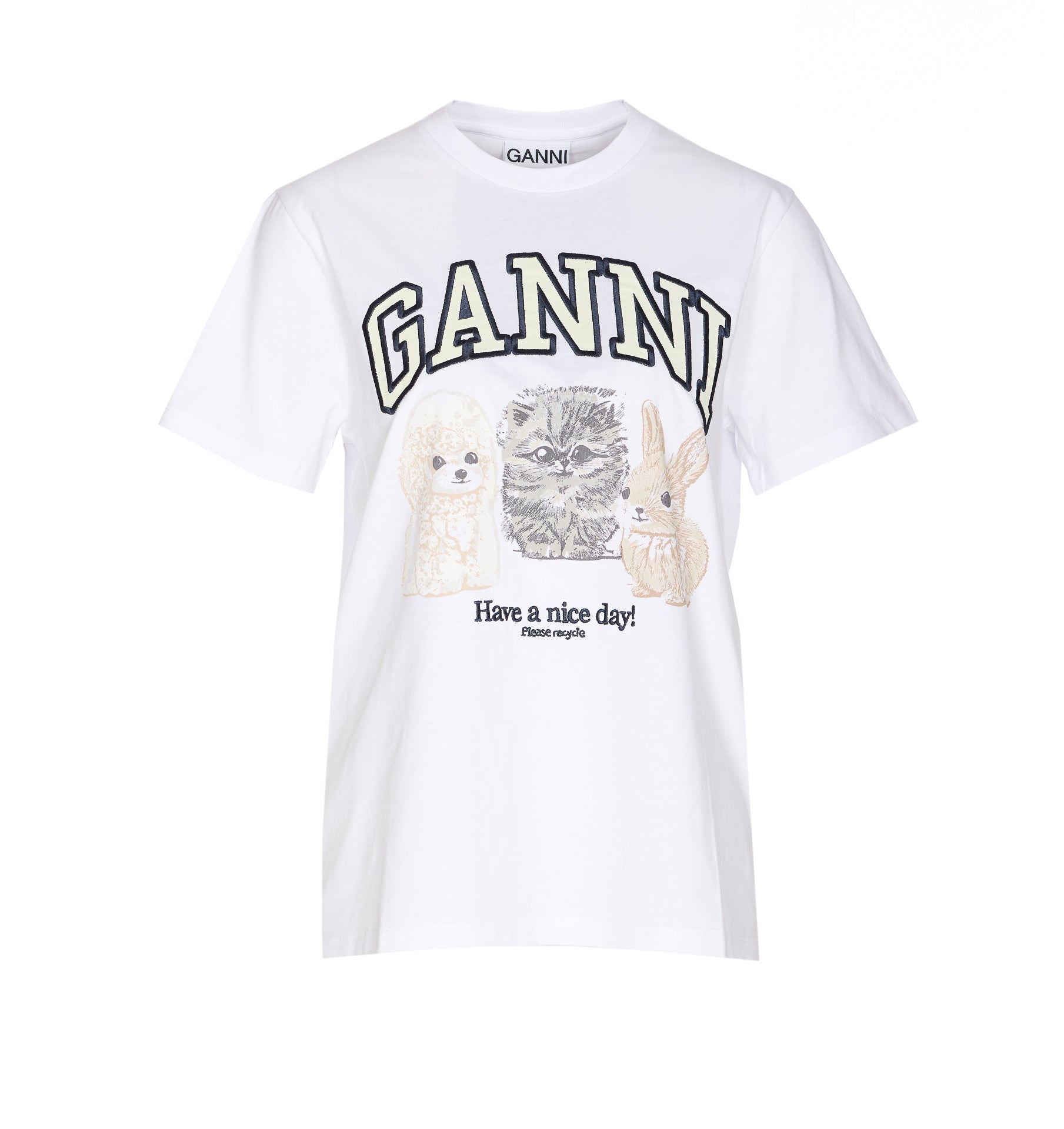 Ganni T-Shirts And Polos White Organic Cotton