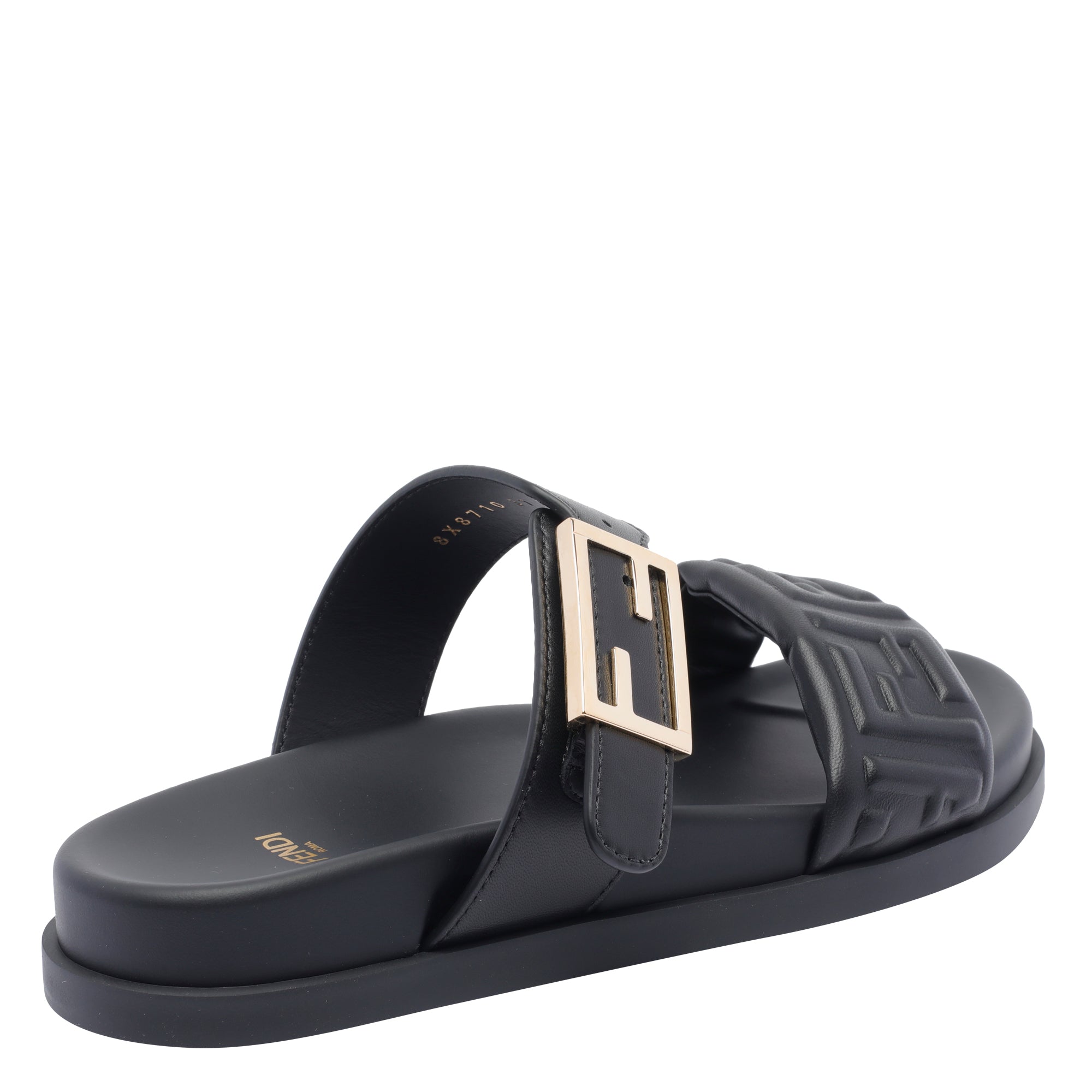 Fendi Sandals Black Calf Leather/rubber Sole