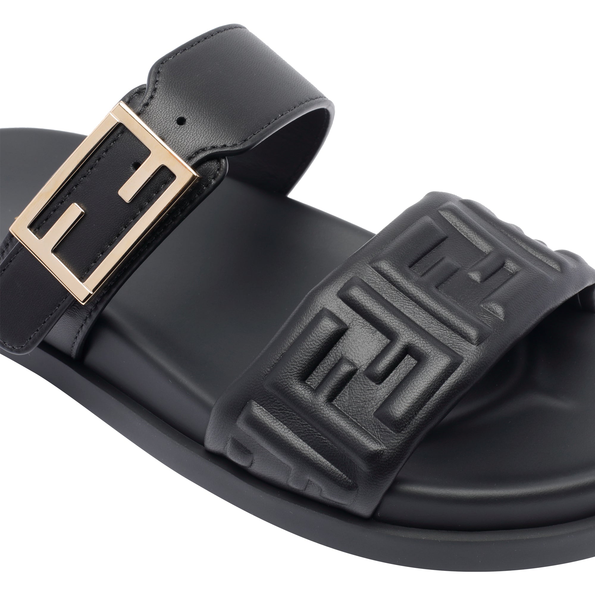 Fendi Sandals Black Calf Leather/rubber Sole
