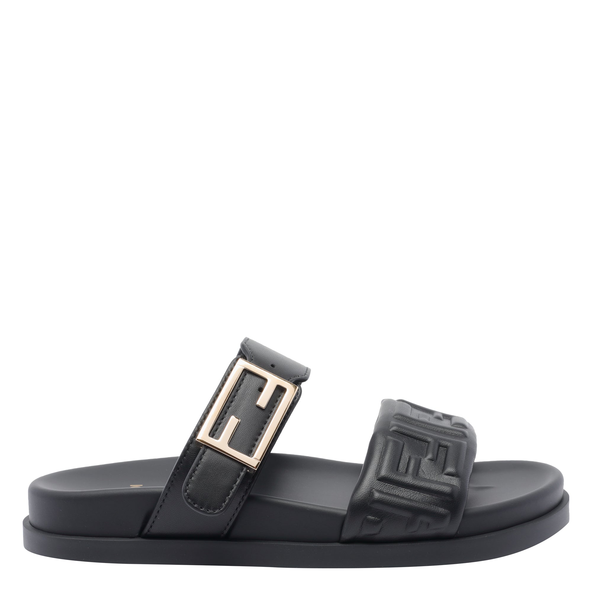 Fendi Sandals Black Calf Leather/rubber Sole