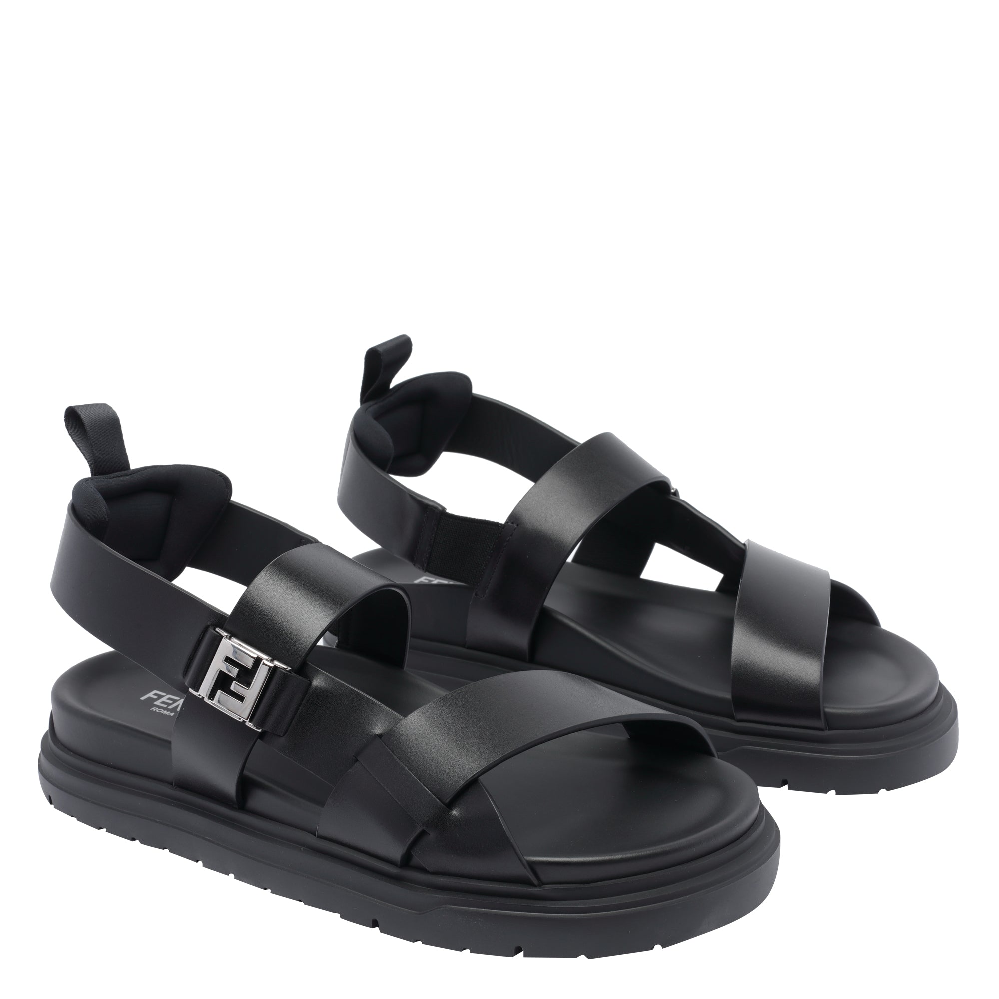 Fendi Sandals Black Calf Leather/rubber Sole