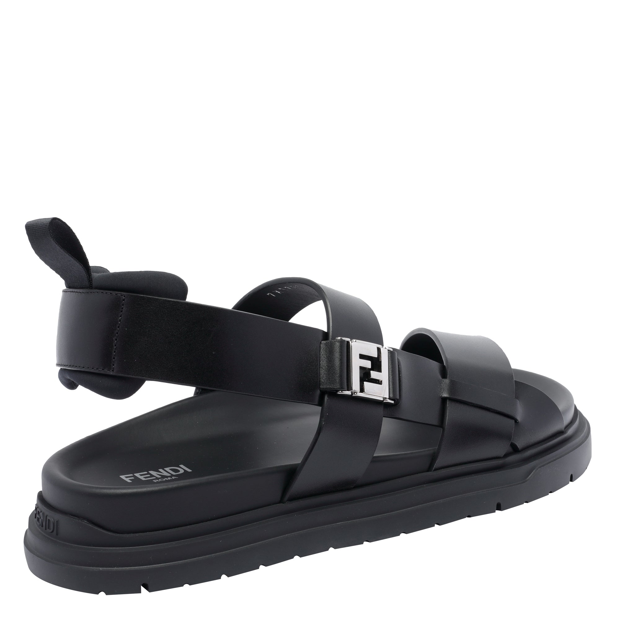 Fendi Sandals Black Calf Leather/rubber Sole
