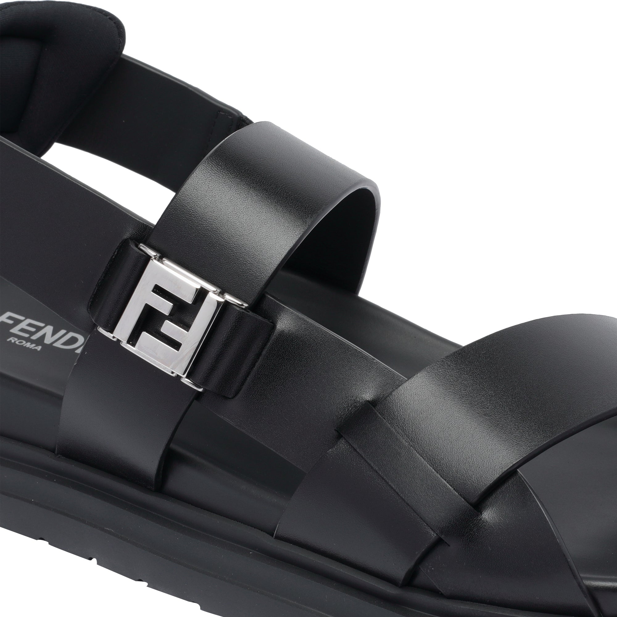Fendi Sandals Black Calf Leather/rubber Sole