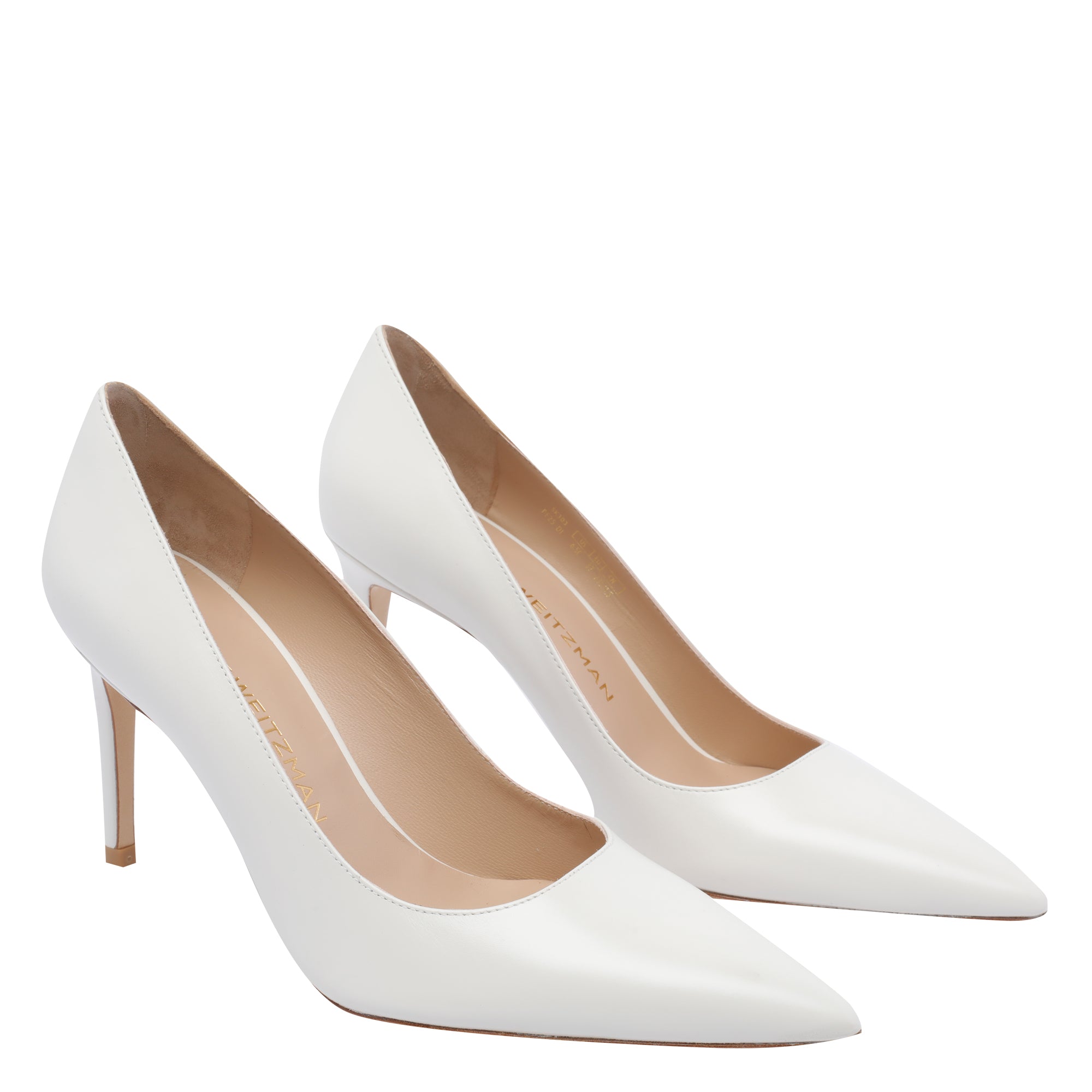 Stuart Weitzman With Heel White Calf Leather/leather Sole