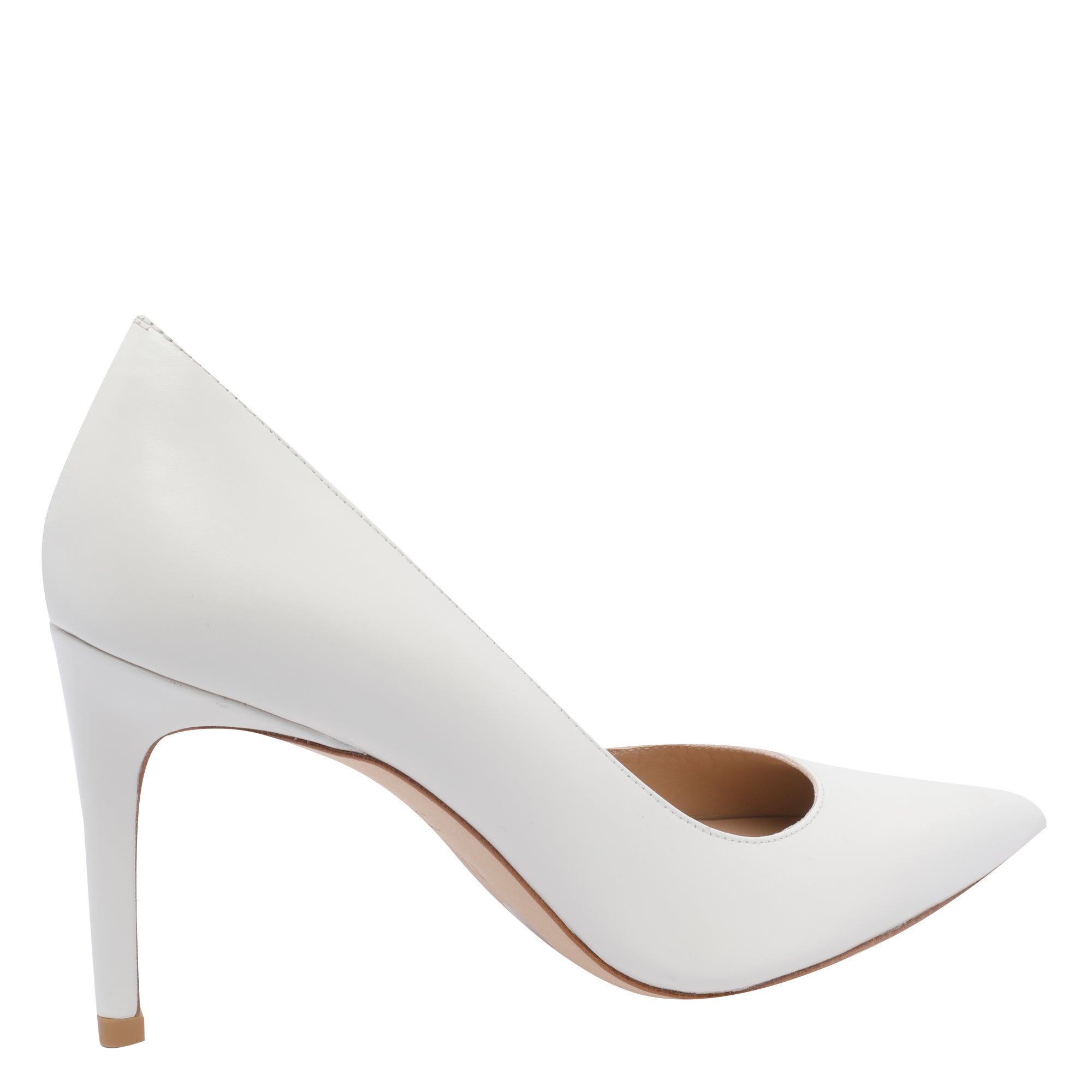 Stuart Weitzman With Heel White Calf Leather/leather Sole