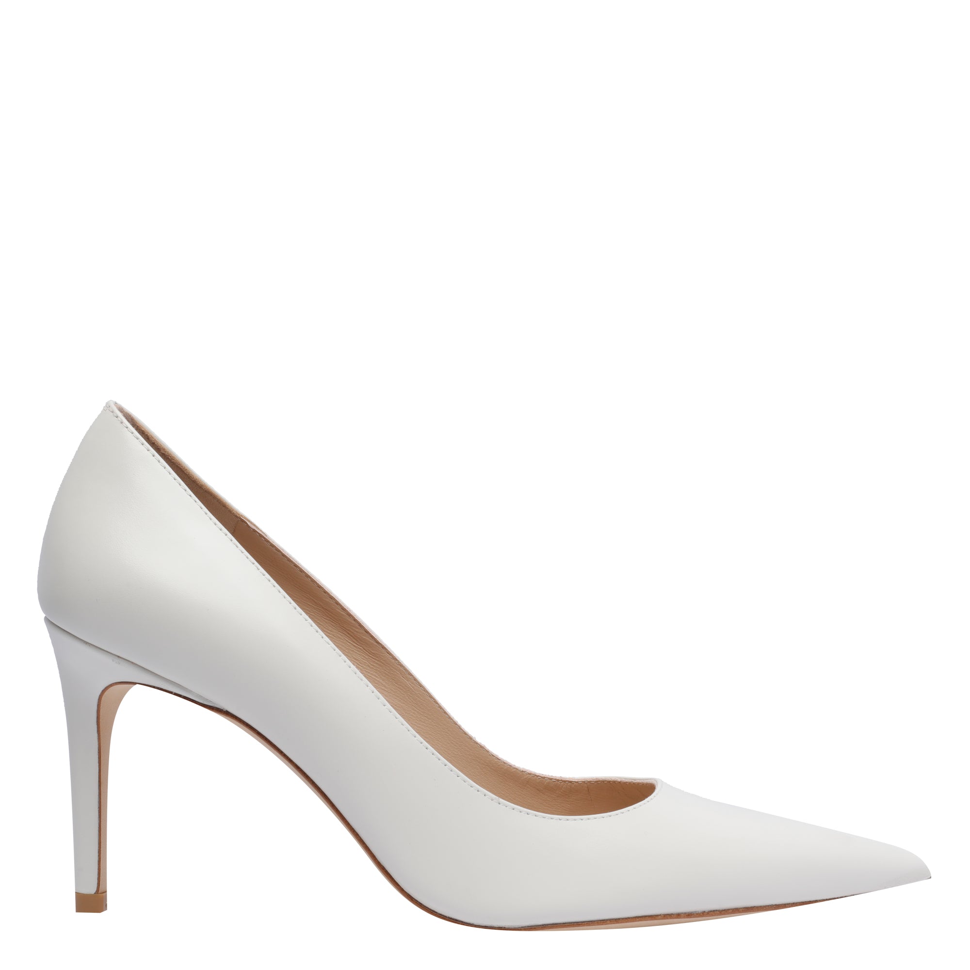 Stuart Weitzman With Heel White Calf Leather/leather Sole