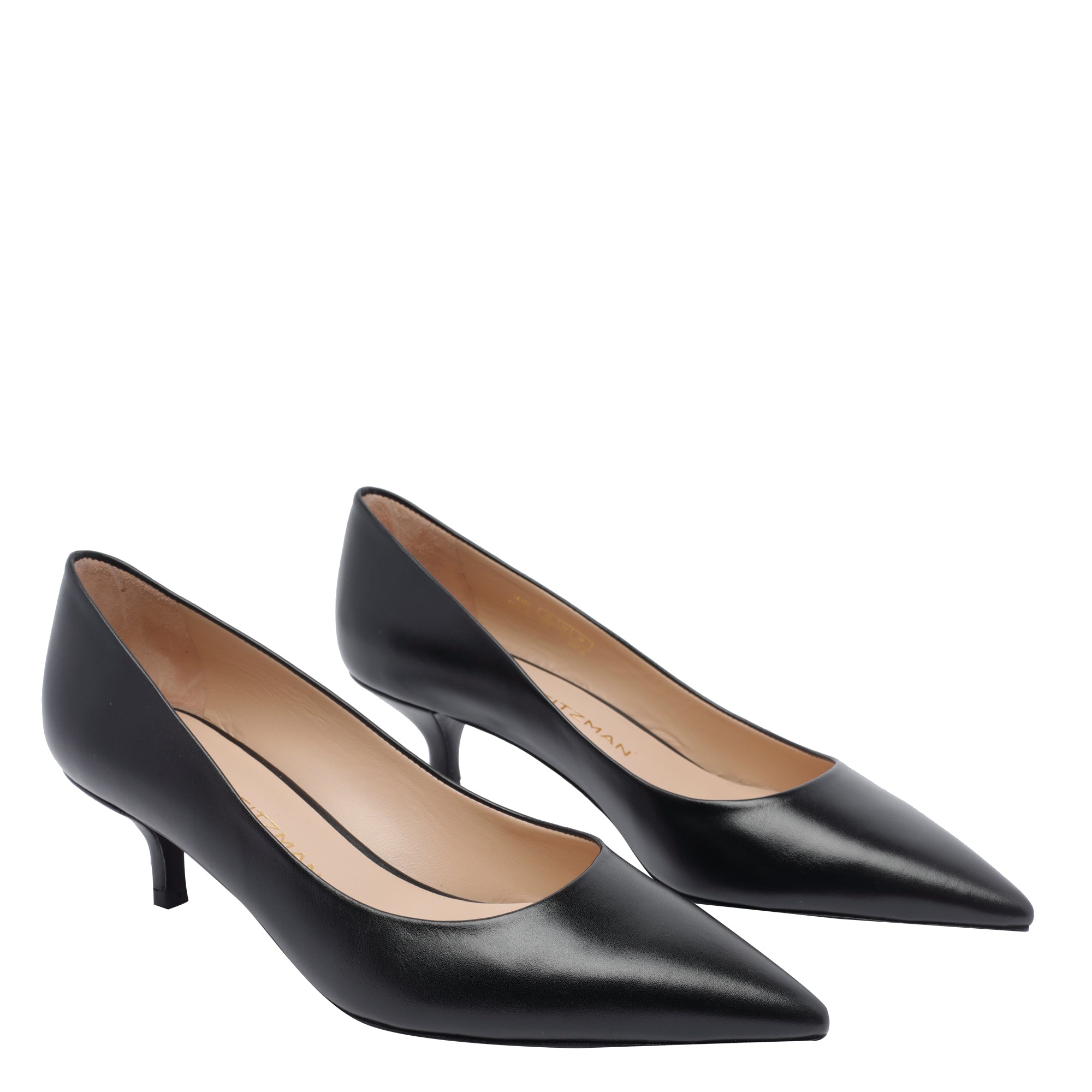 Stuart Weitzman With Heel Black Calf Leather/leather Sole