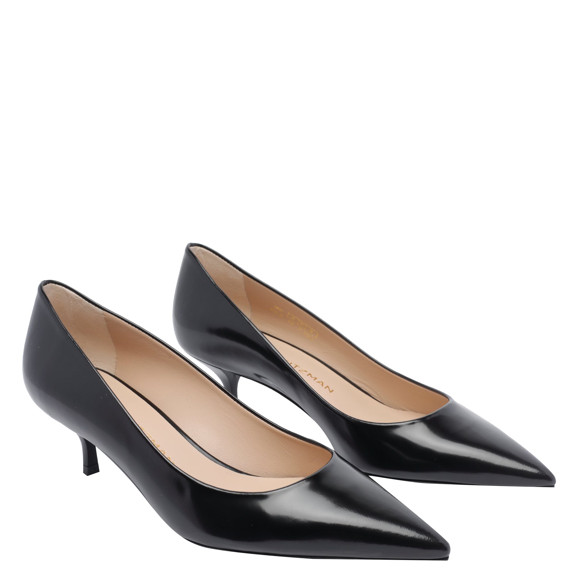 Stuart Weitzman With Heel Black Calf Leather/leather Sole