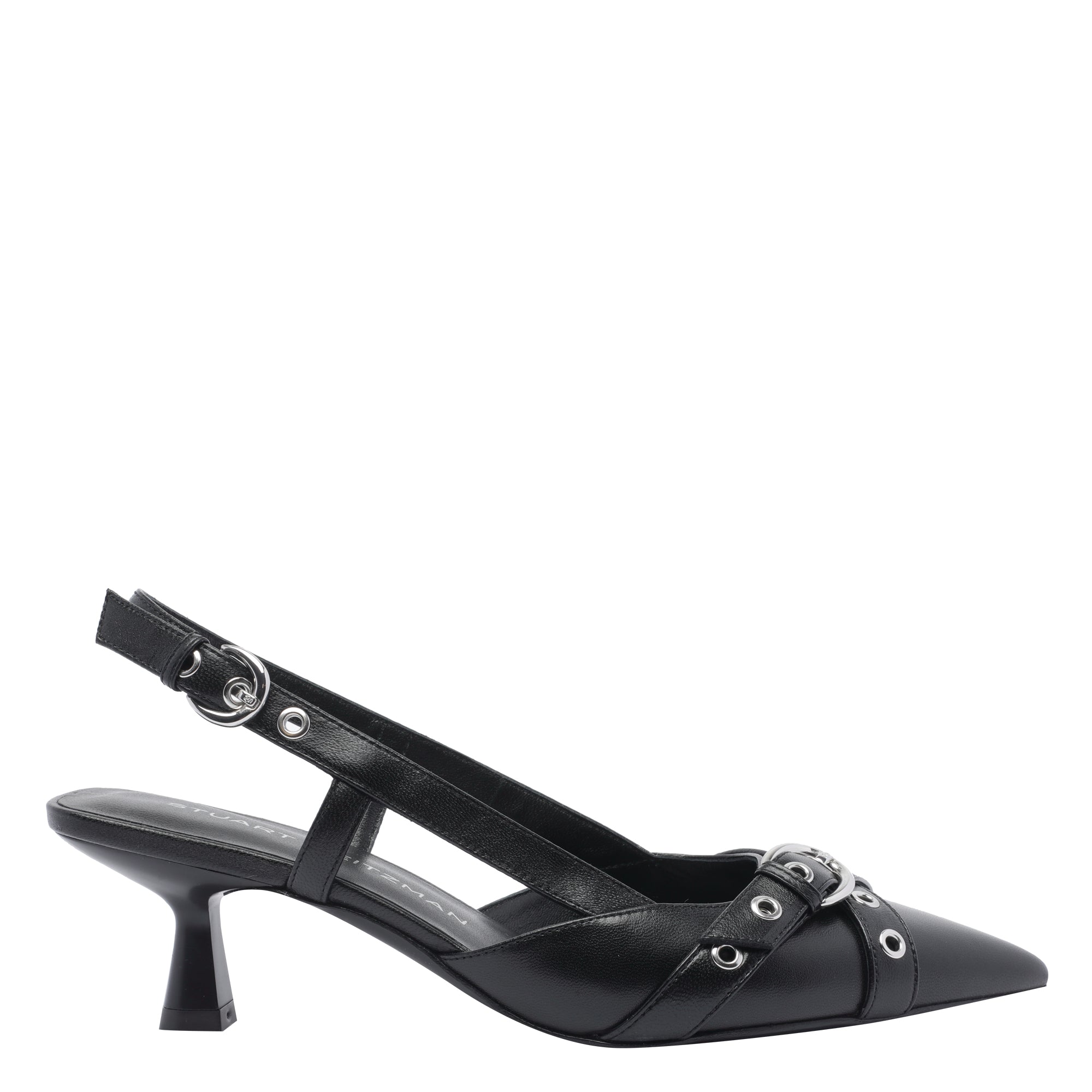 Stuart Weitzman With Heel Black Calf Leather/leather Sole