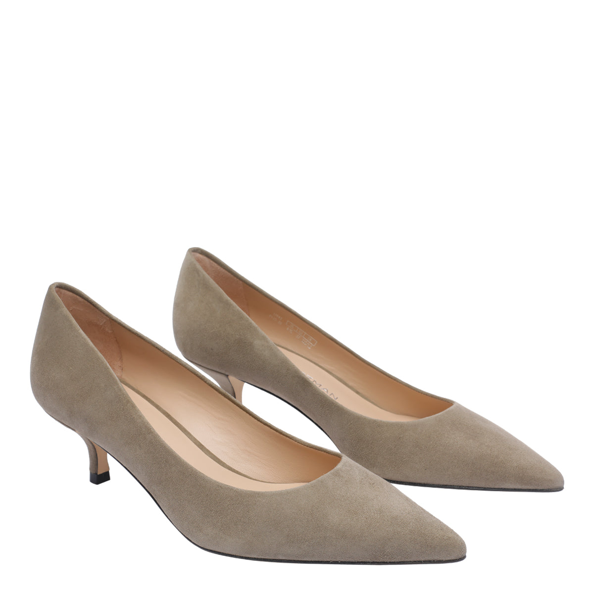 Stuart Weitzman With Heel Beige Suede Leather/leather Sole