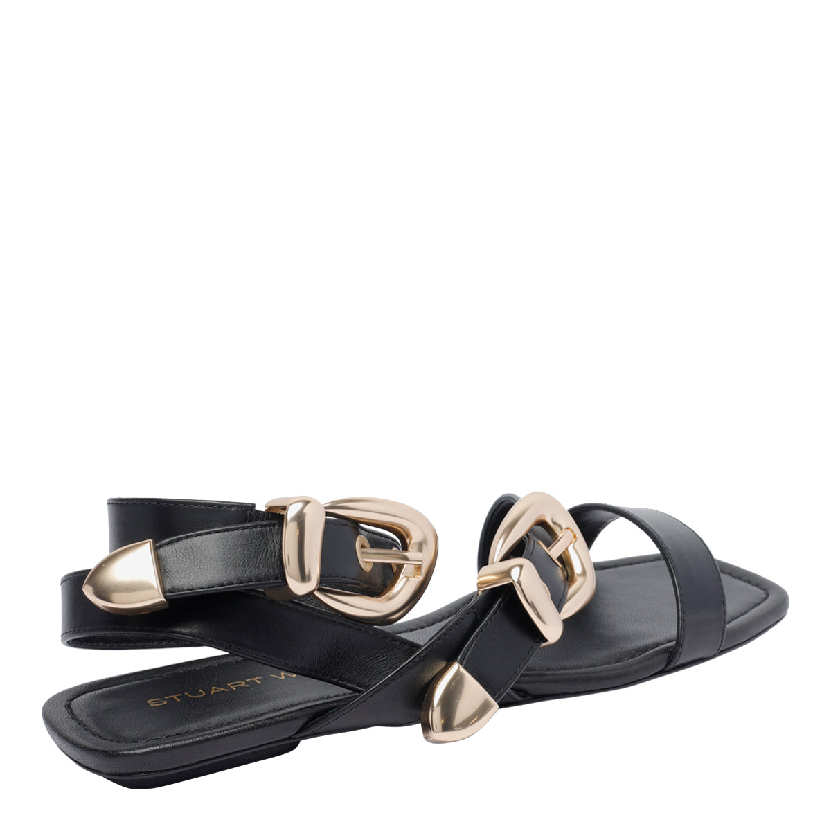 Stuart Weitzman Sandals Black Calf Leather/leather Sole