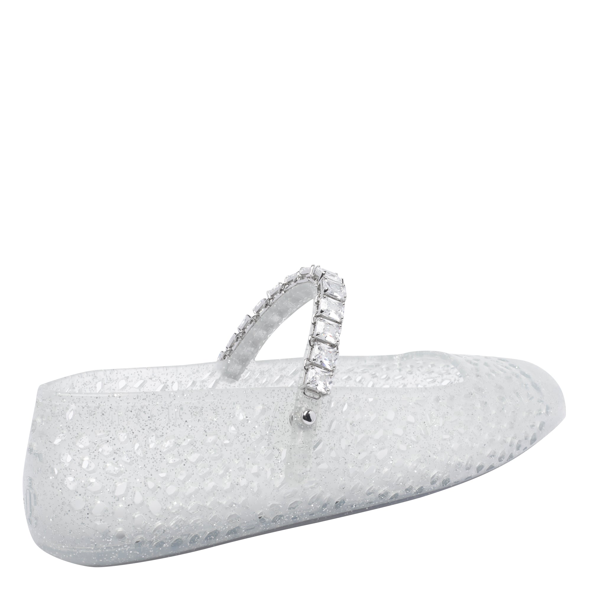 Jimmy Choo Flat Shoes White Rubber Crystal/rubber Sole