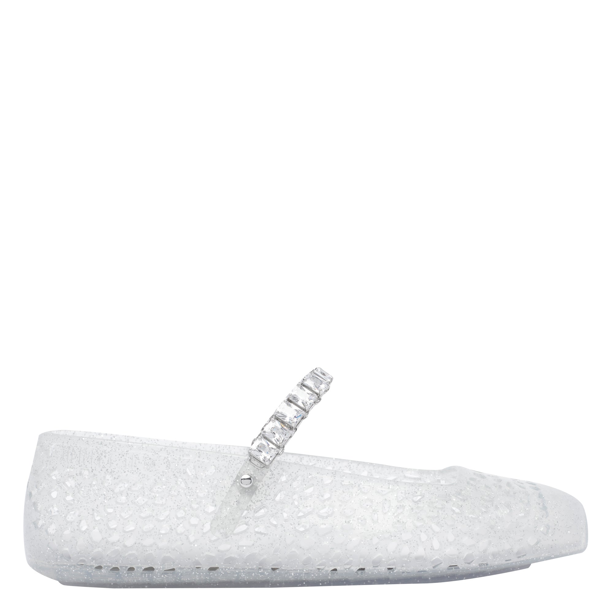 Jimmy Choo Flat Shoes White Rubber Crystal/rubber Sole