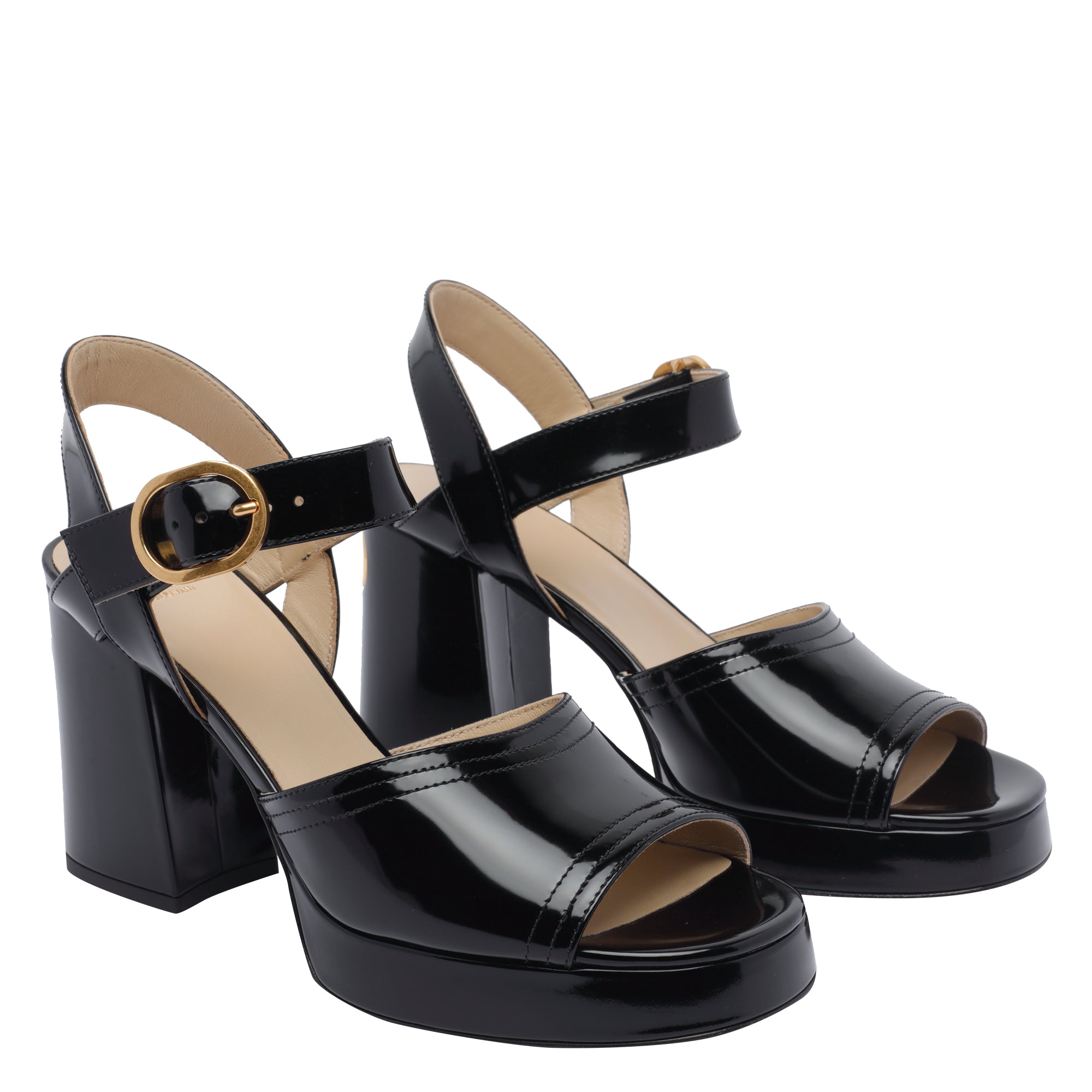 Valentino Garavani Sandals Black Patent Leather/leather Sole