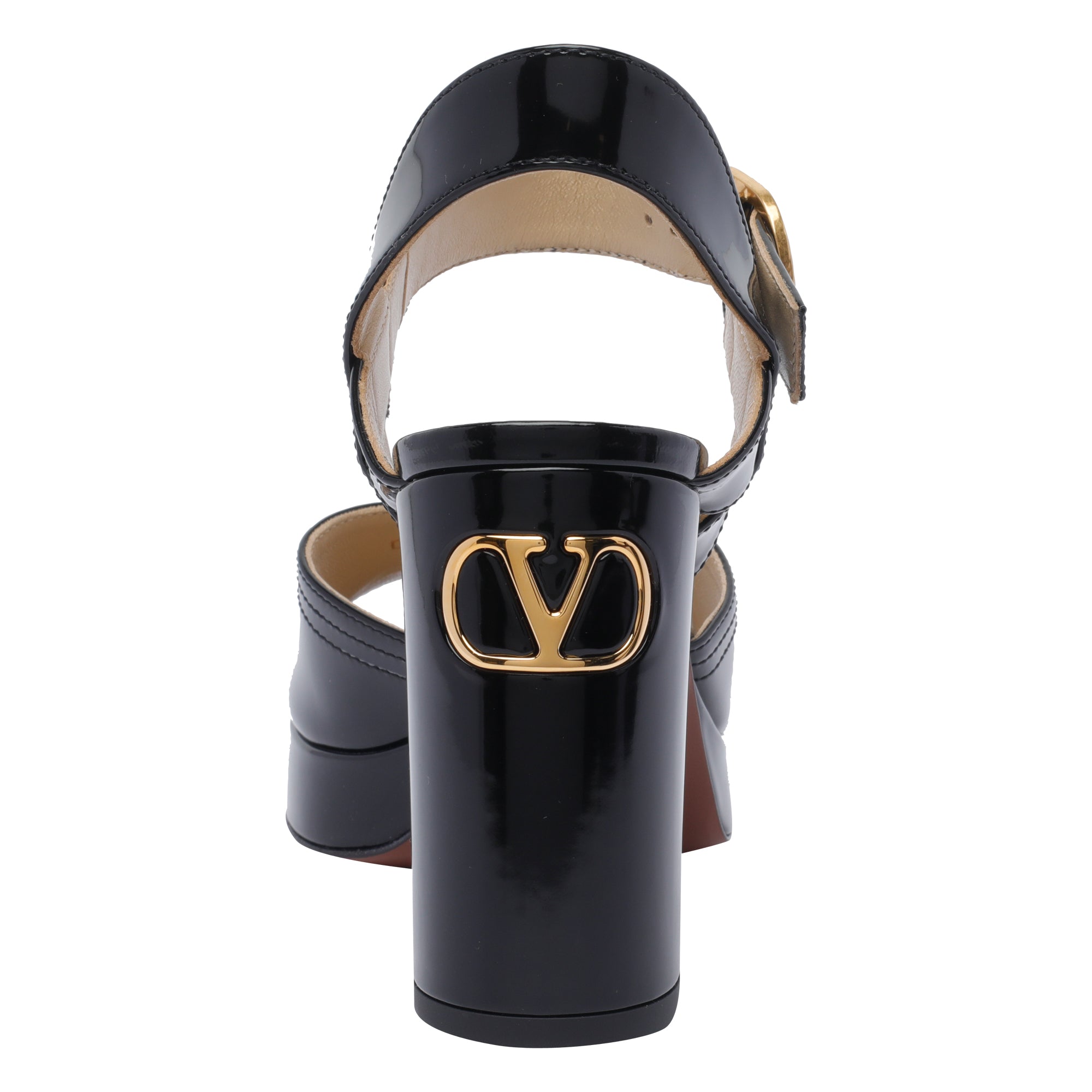 Valentino Garavani Sandals Black Patent Leather/leather Sole