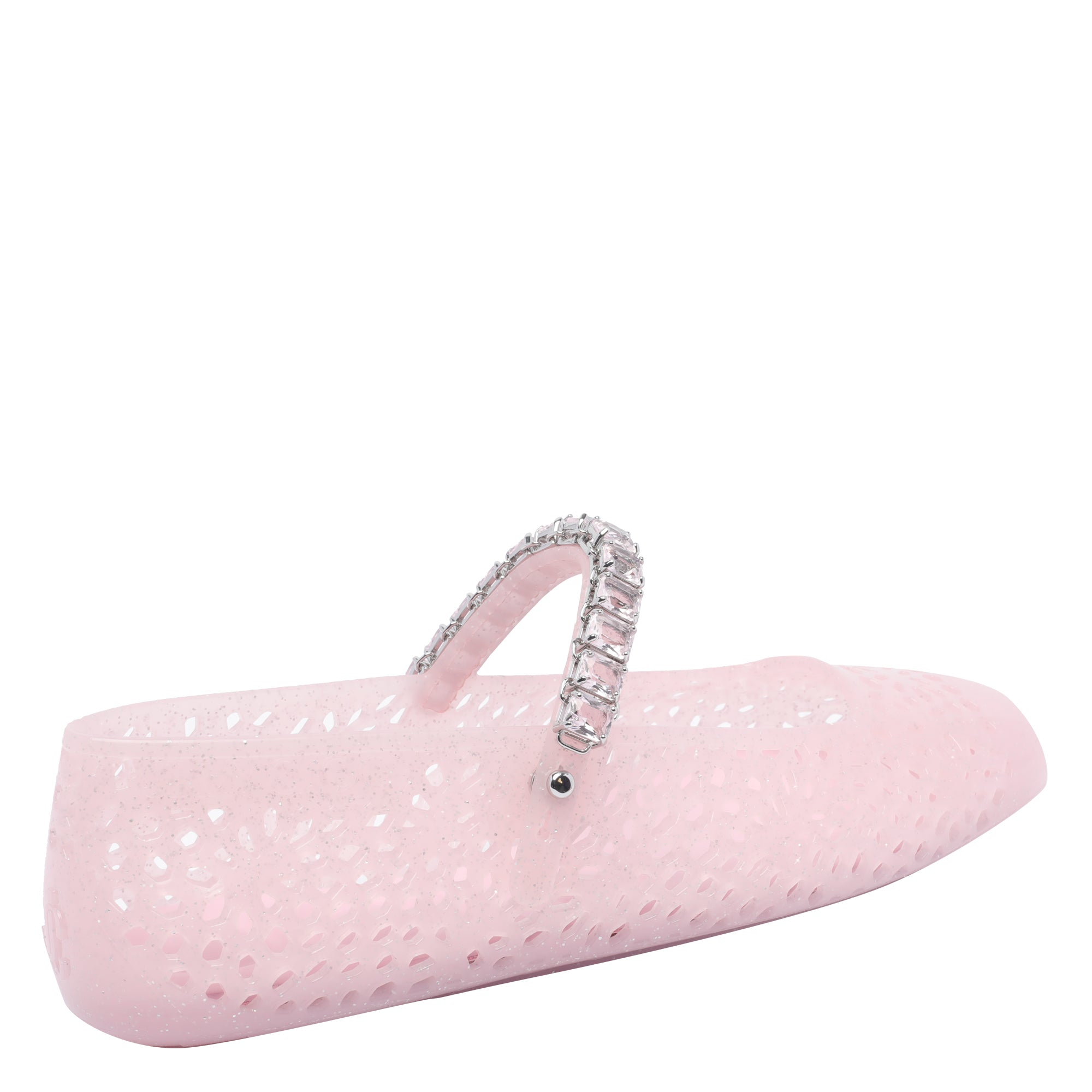 Jimmy Choo Flat Shoes Pink Rubber Crystal/rubber Sole