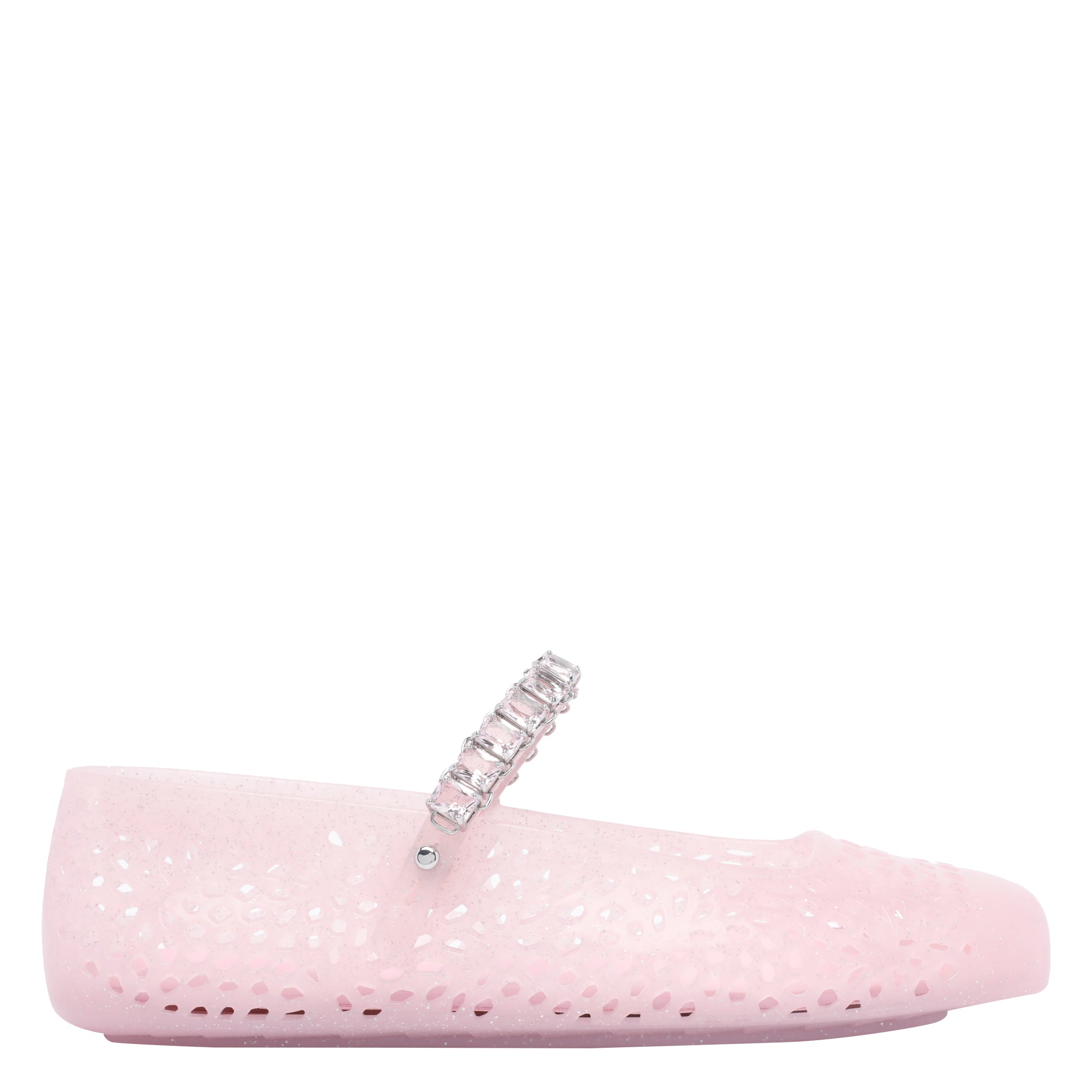 Jimmy Choo Flat Shoes Pink Rubber Crystal/rubber Sole