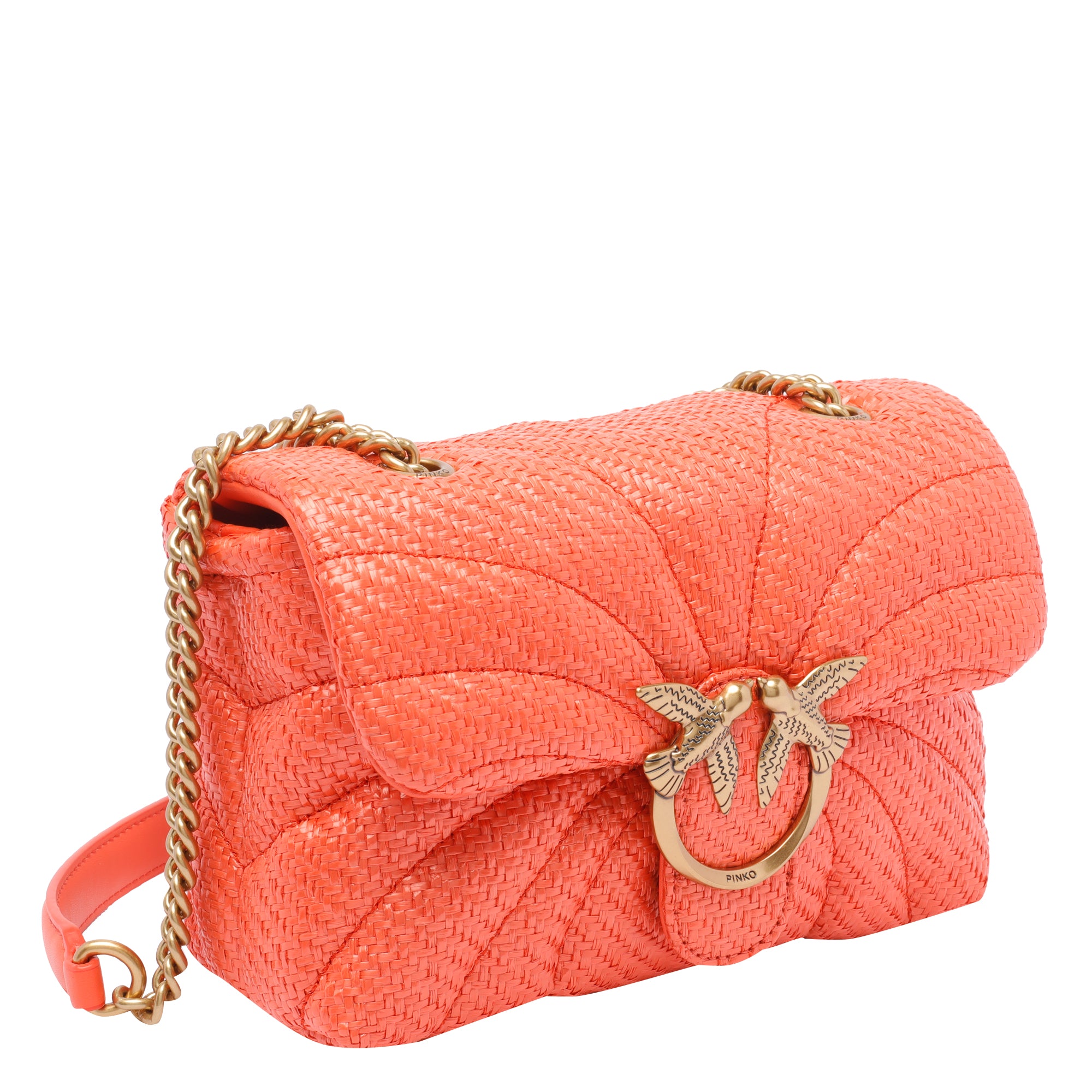 Pinko Bags Orange Rafia Calf Leather