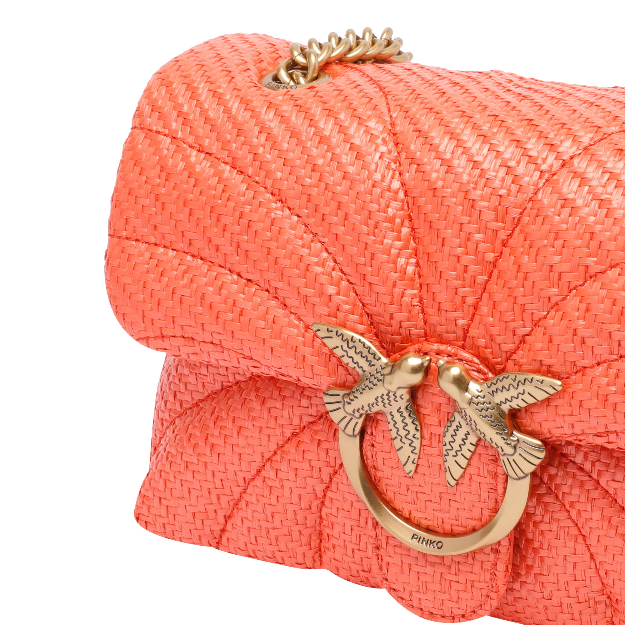 Pinko Bags Orange Rafia Calf Leather