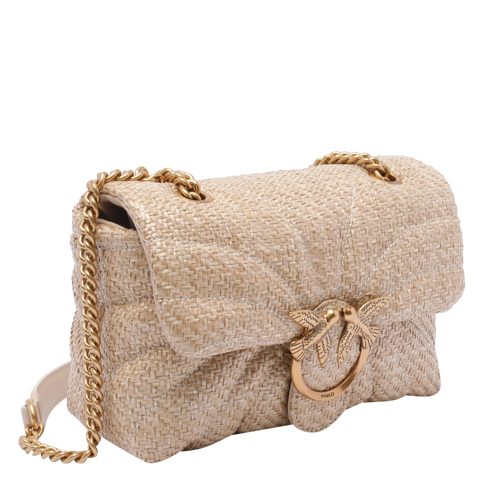 Pinko Bags Beige Rafia Calf Leather