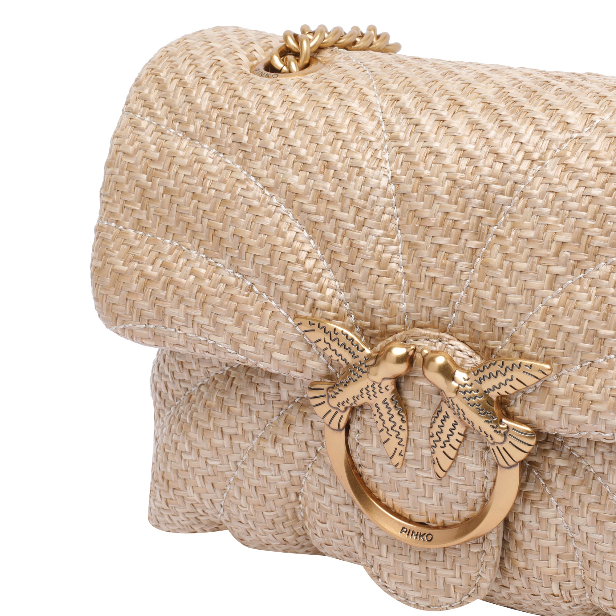Pinko Bags Beige Rafia Calf Leather