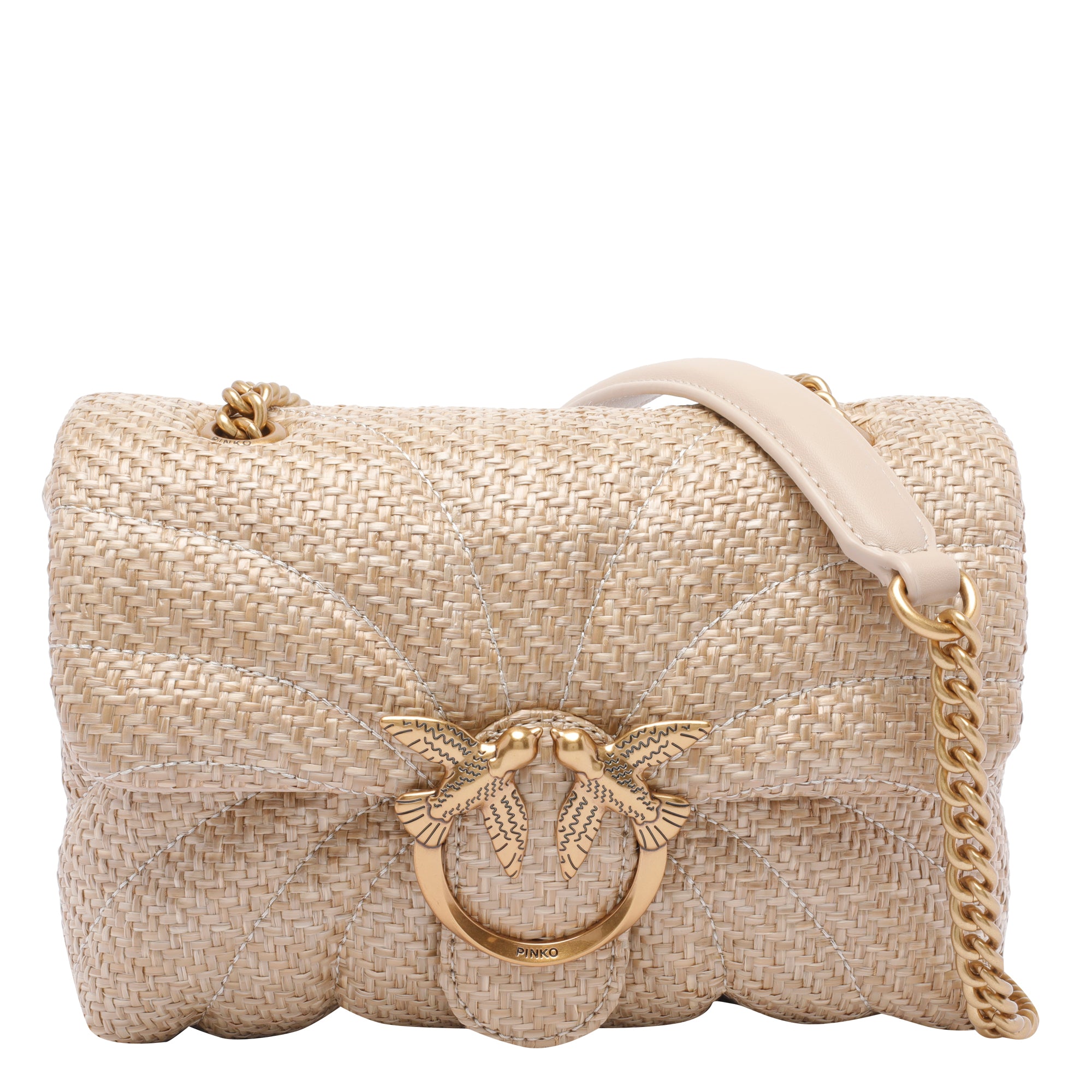 Pinko Bags Beige Rafia Calf Leather