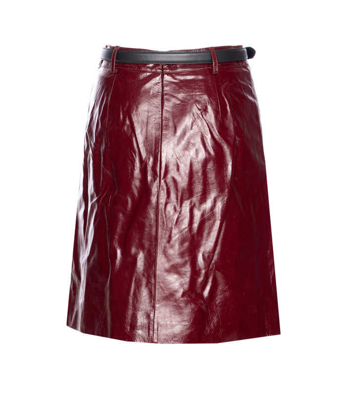 Self Portrait Skirts Red Lamb Leather