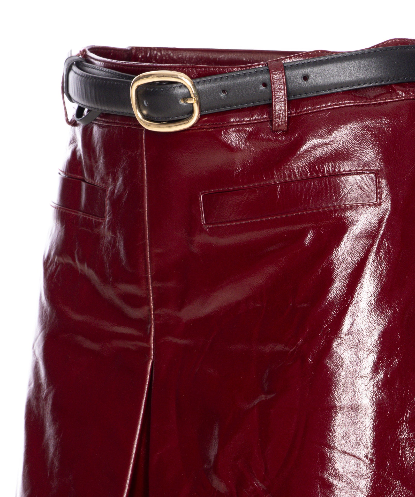 Self Portrait Skirts Red Lamb Leather