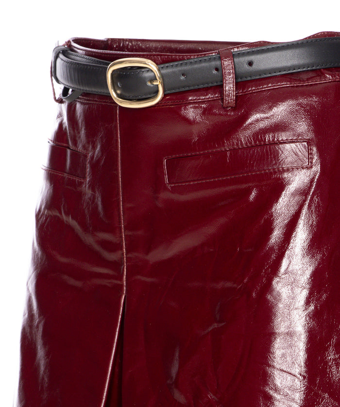 Self Portrait Skirts Red Lamb Leather