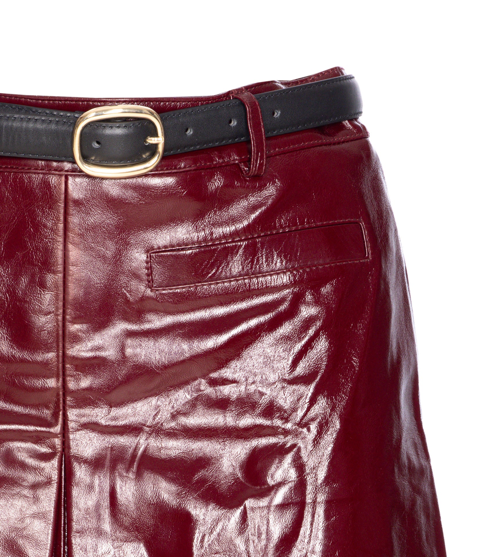 Self Portrait Skirts Red Lamb Leather