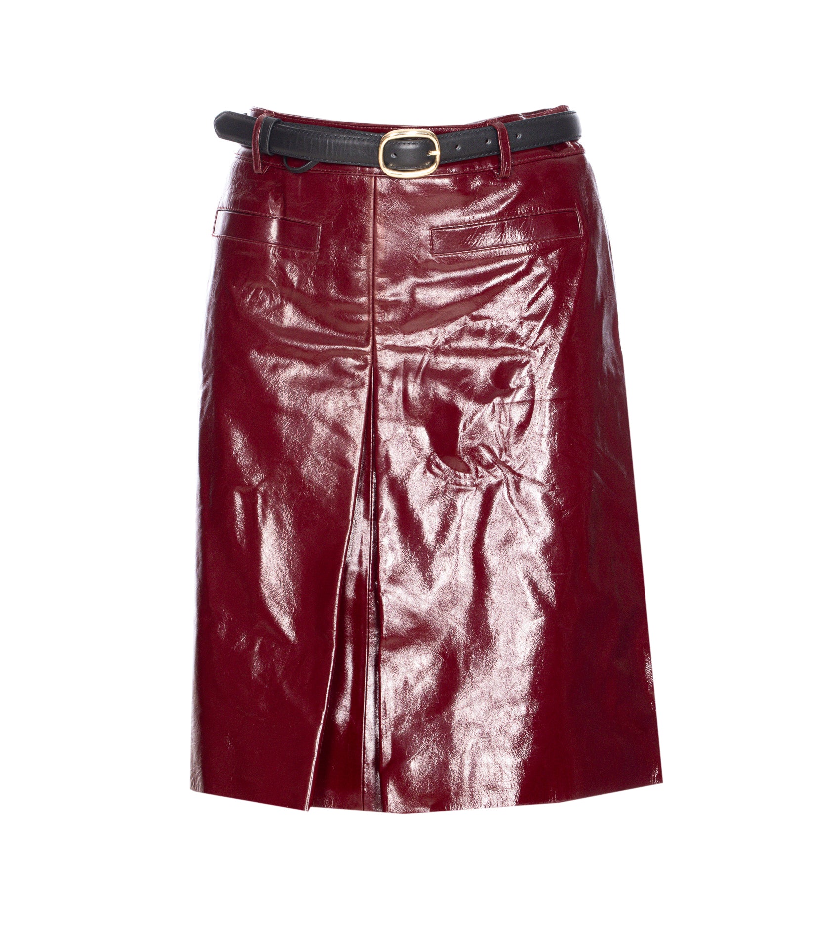 Self Portrait Skirts Red Lamb Leather