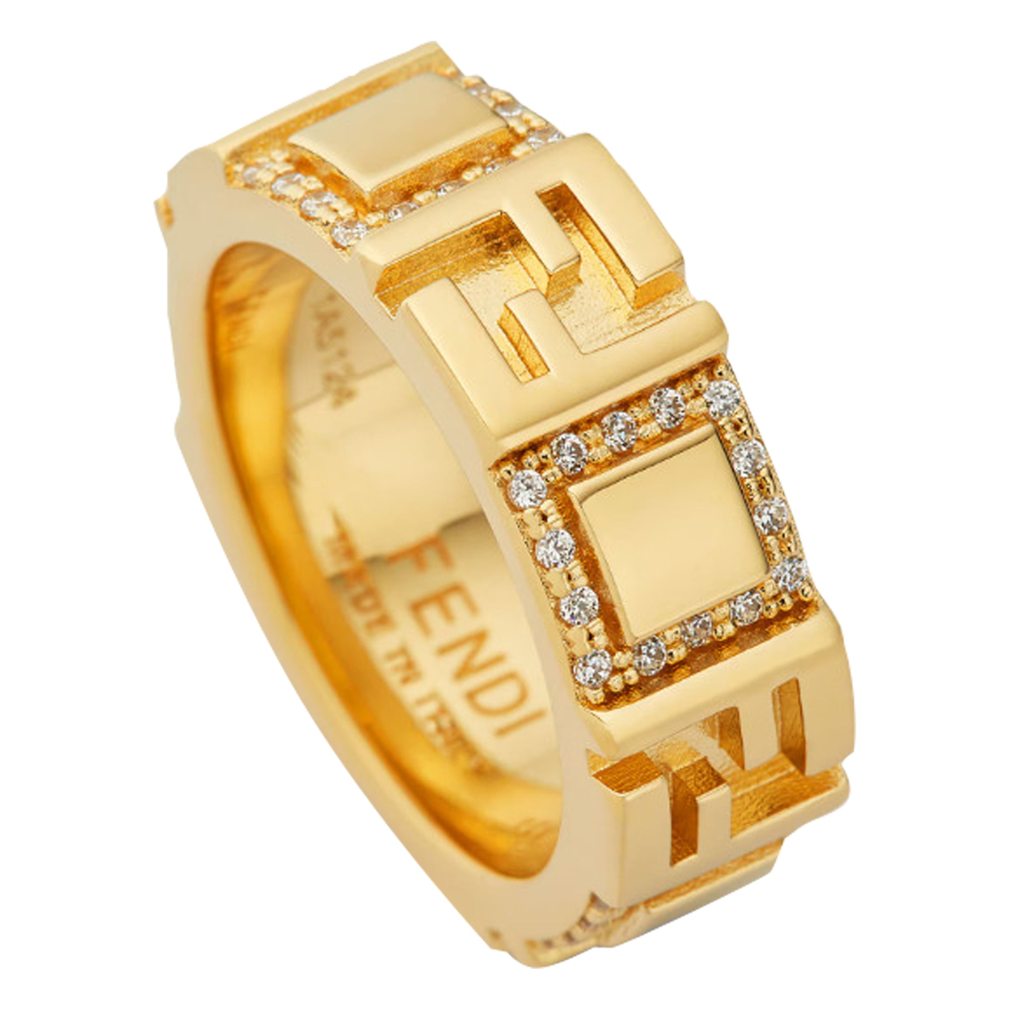 Fendi Bijoux Gold Bronze Synthetic Crystals