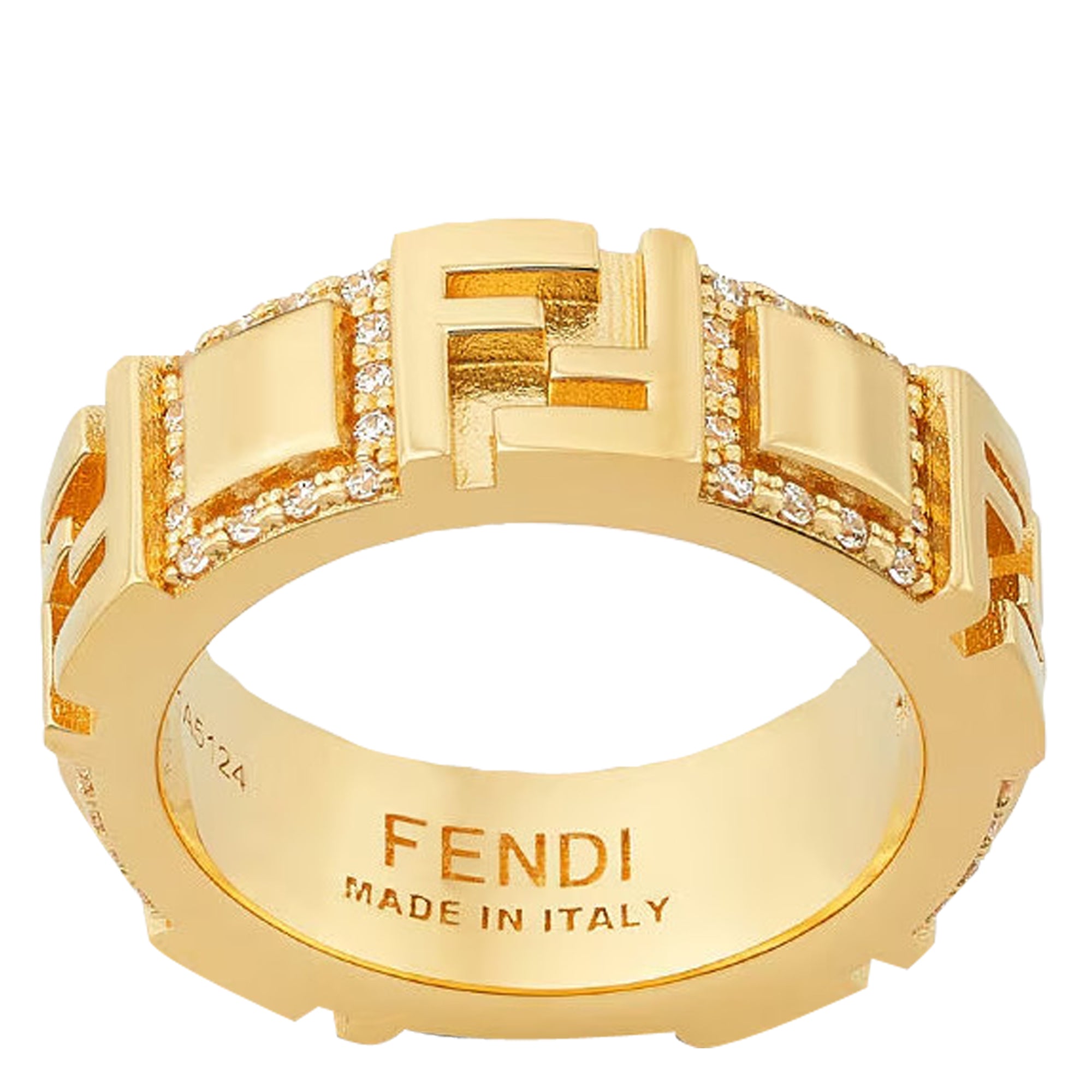Fendi Bijoux Gold Bronze Synthetic Crystals
