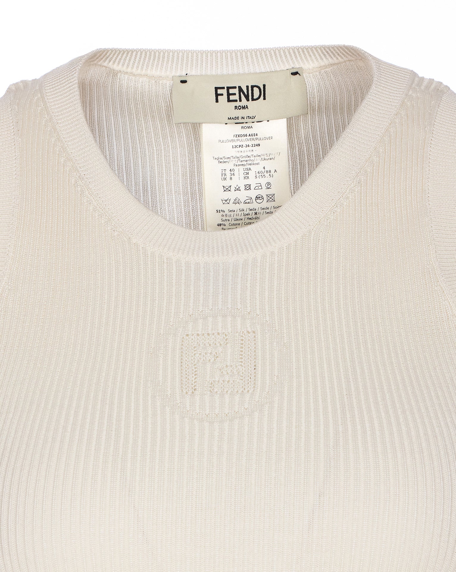 Fendi Top White Silk