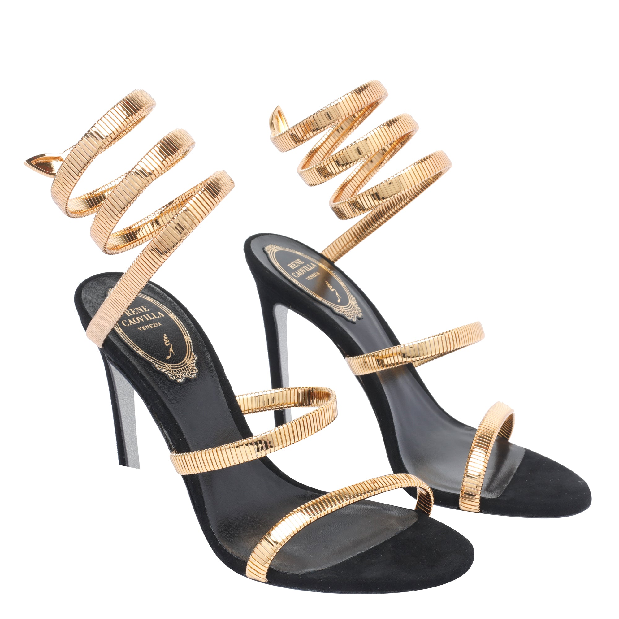 René Caovilla Sandals Black Metal/leather Sole