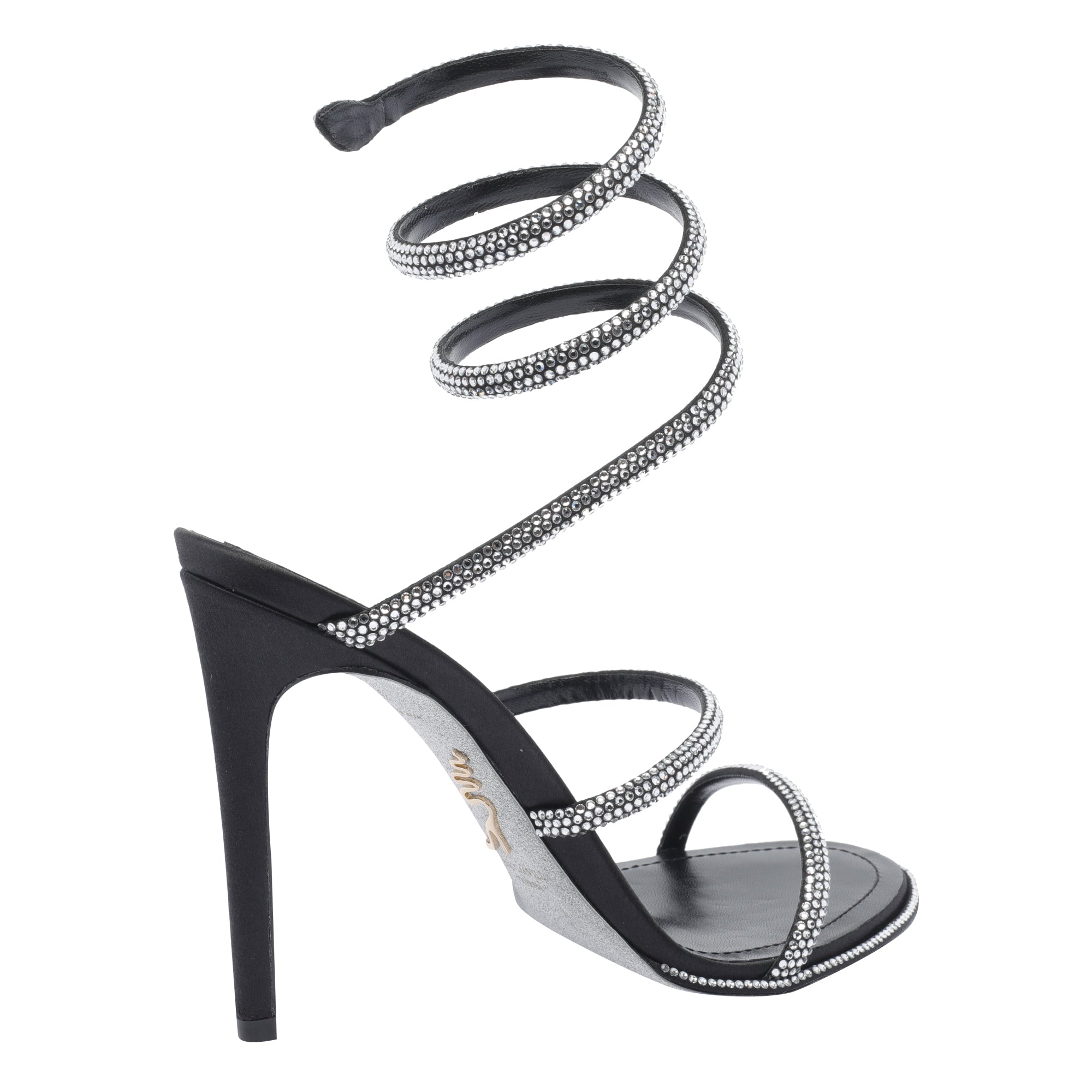 René Caovilla Sandals Black Calf Leather/leather Sole
