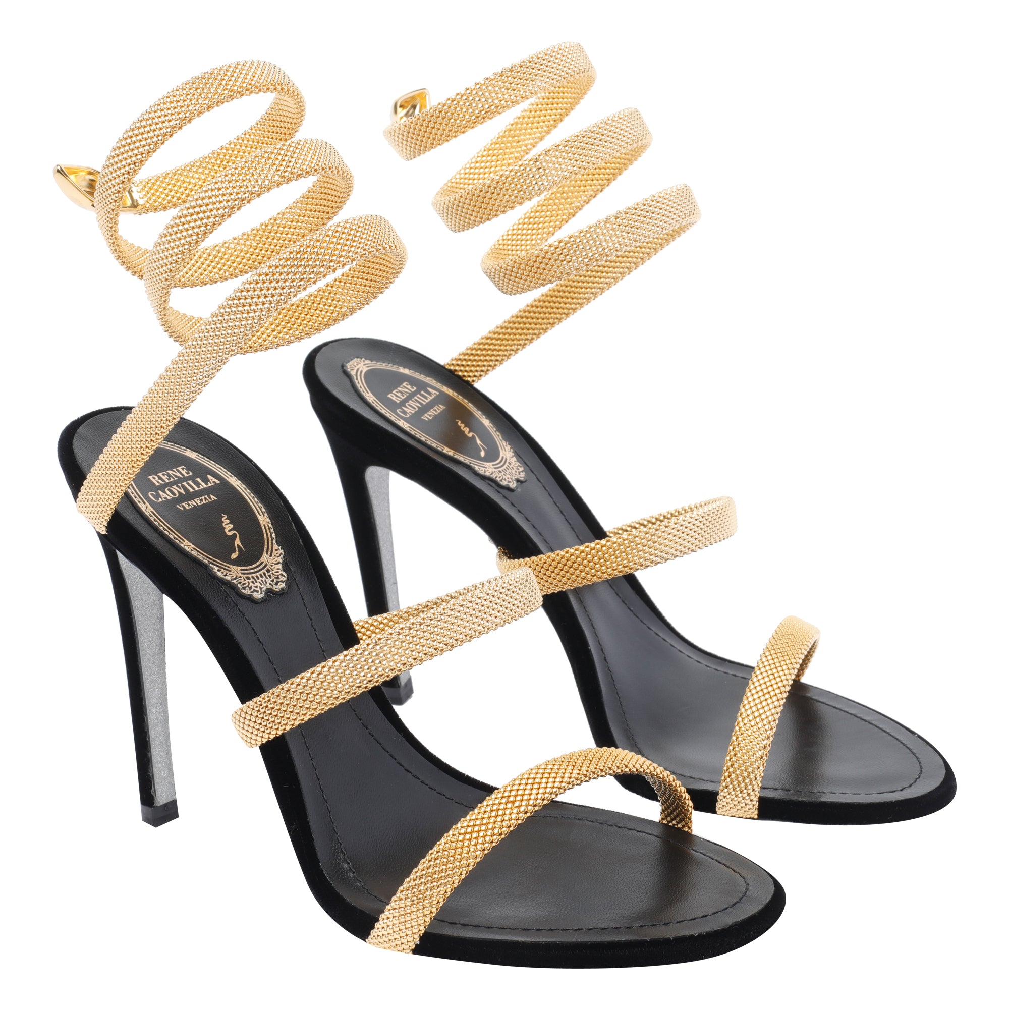 René Caovilla Sandals Black Metal/leather Sole