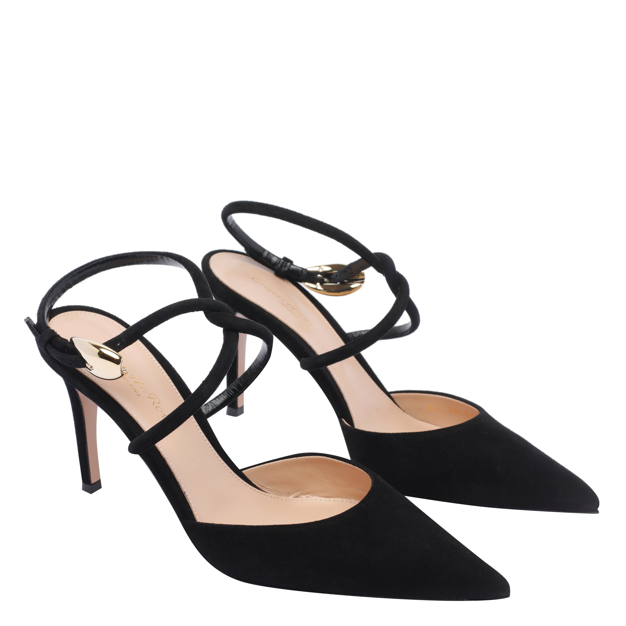 Gianvito Rossi With Heel Black Suede Leather/leather Sole
