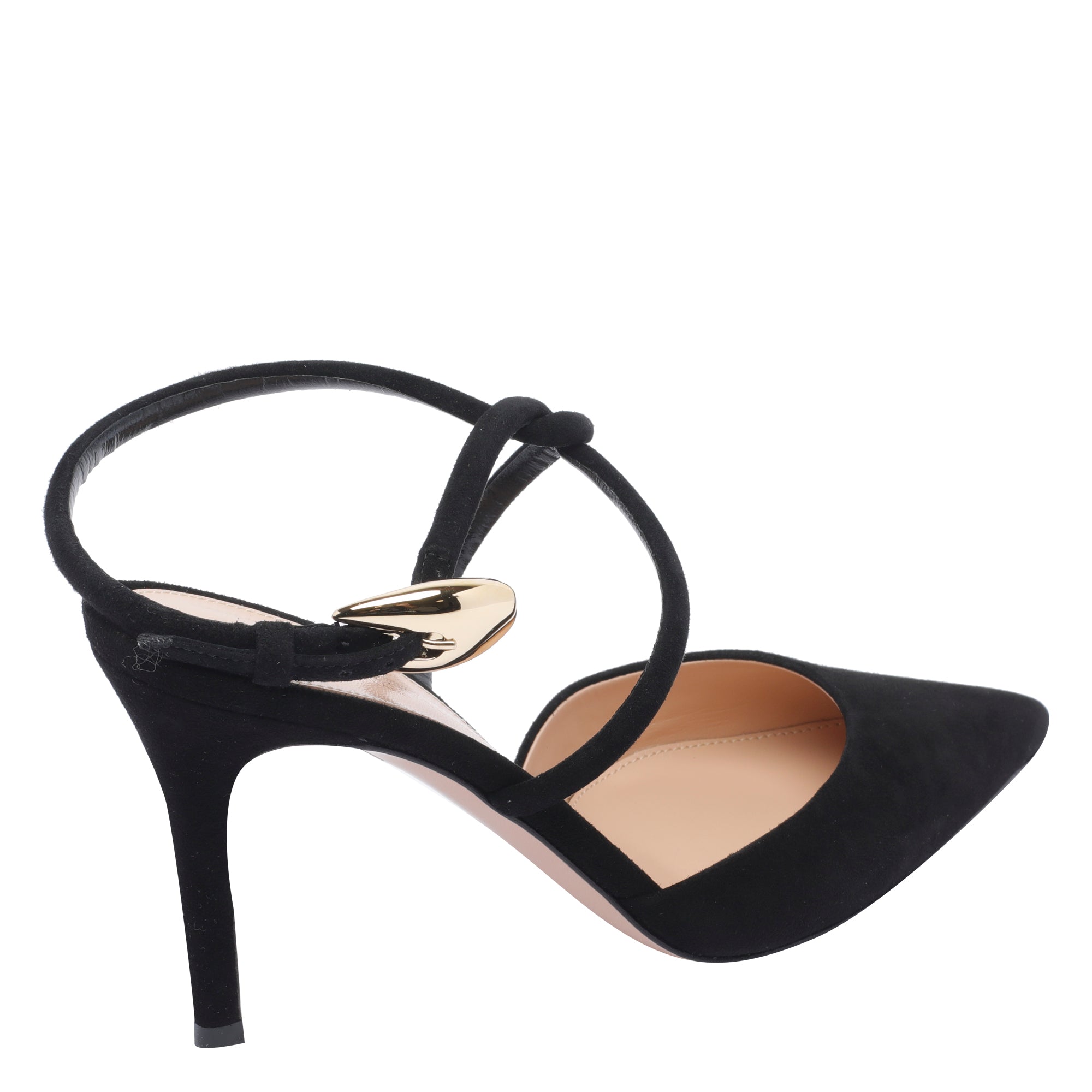 Gianvito Rossi With Heel Black Suede Leather/leather Sole