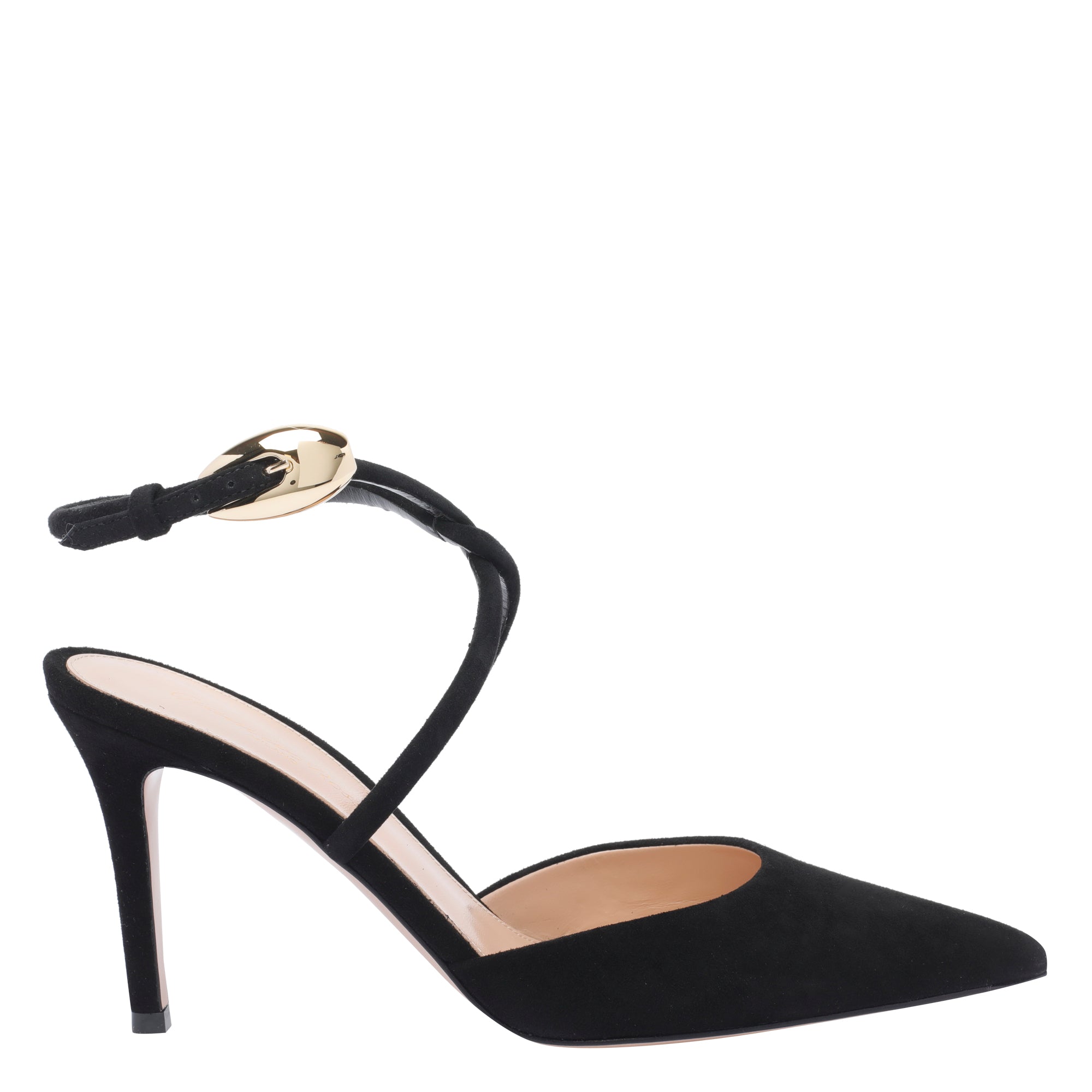 Gianvito Rossi With Heel Black Suede Leather/leather Sole