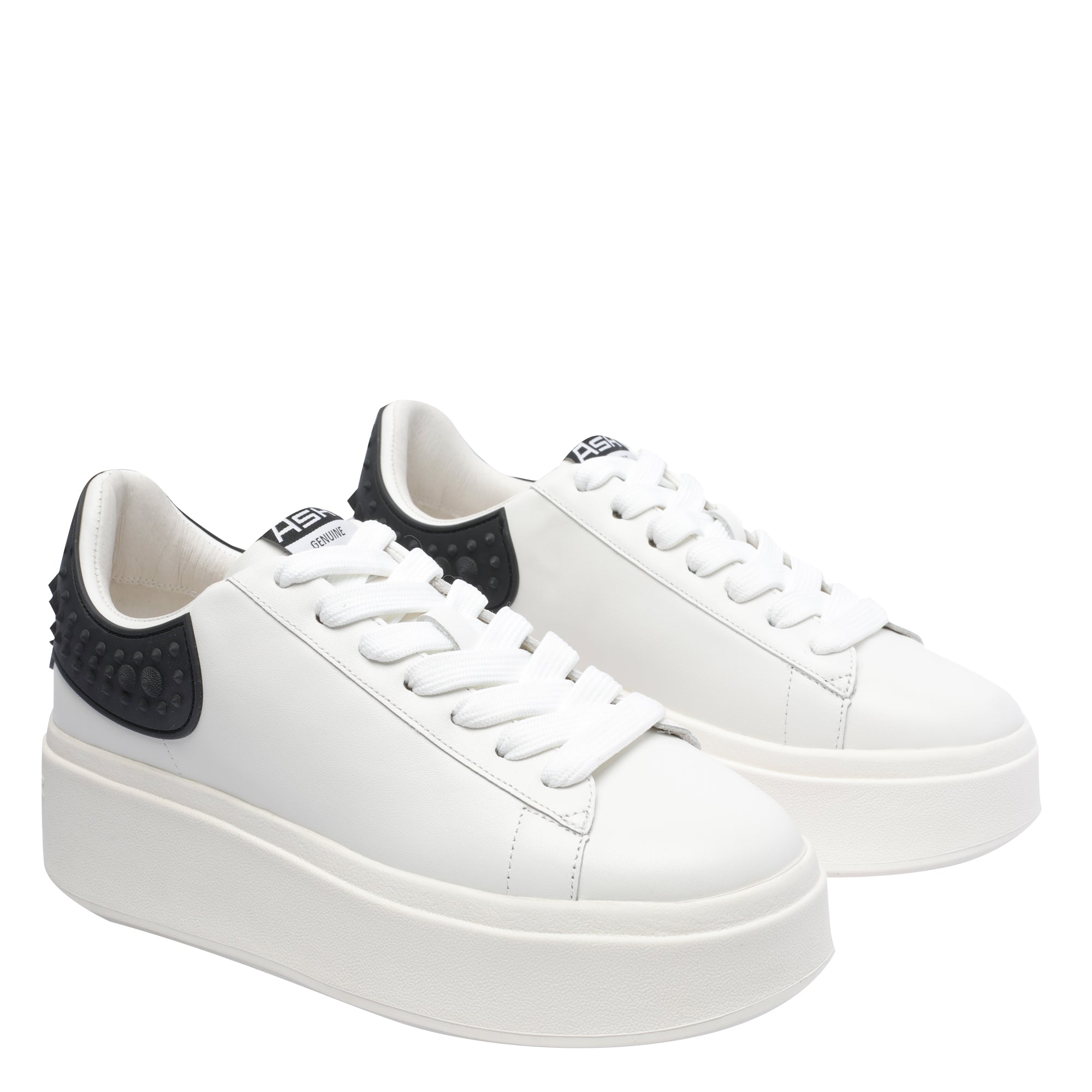 Ash Sneakers White Calf Leather/rubber Sole