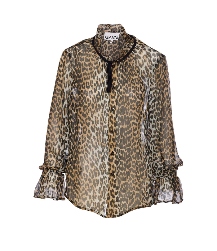 Ganni Shirts Brown Viscose