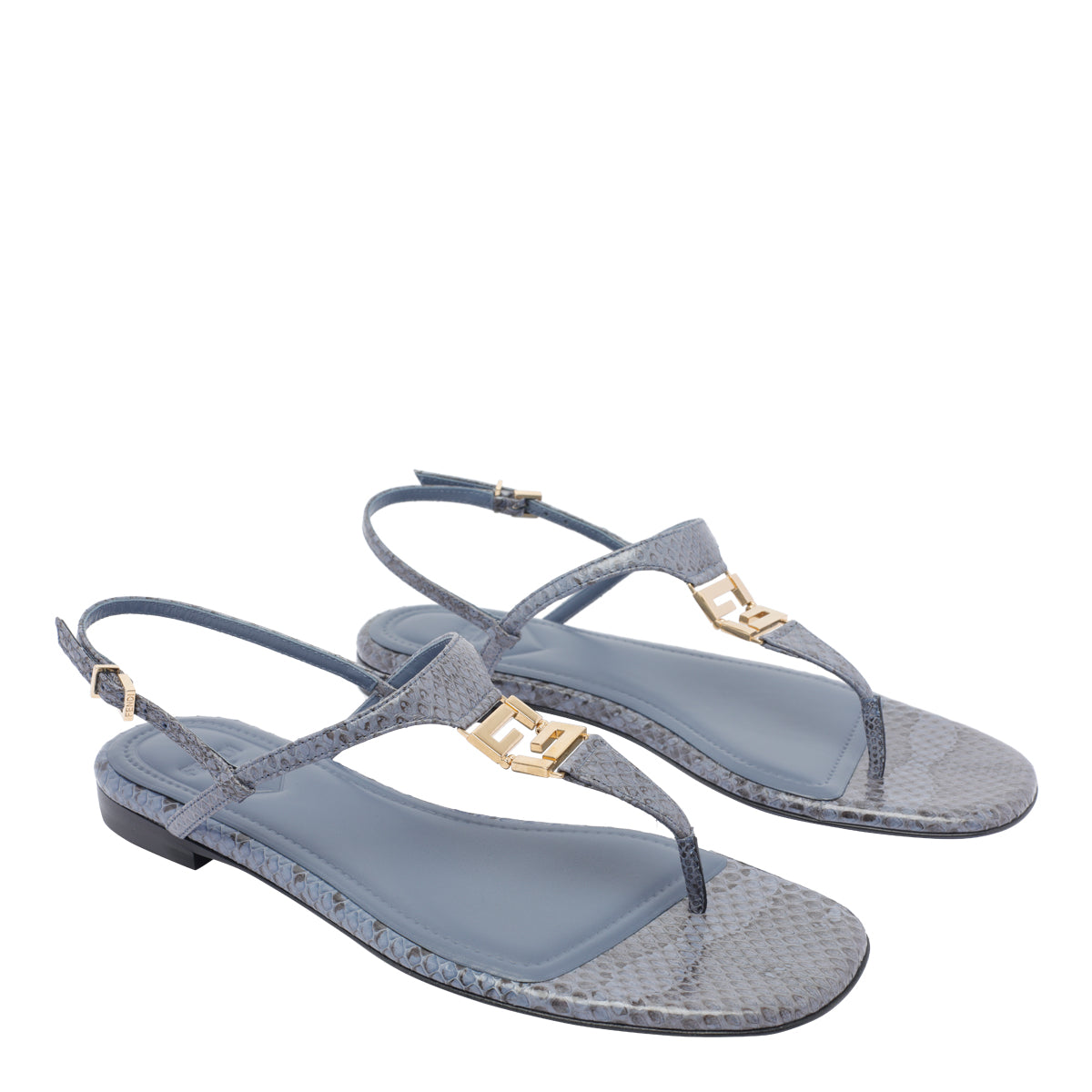 Fendi Sandals Blue Calf Leather