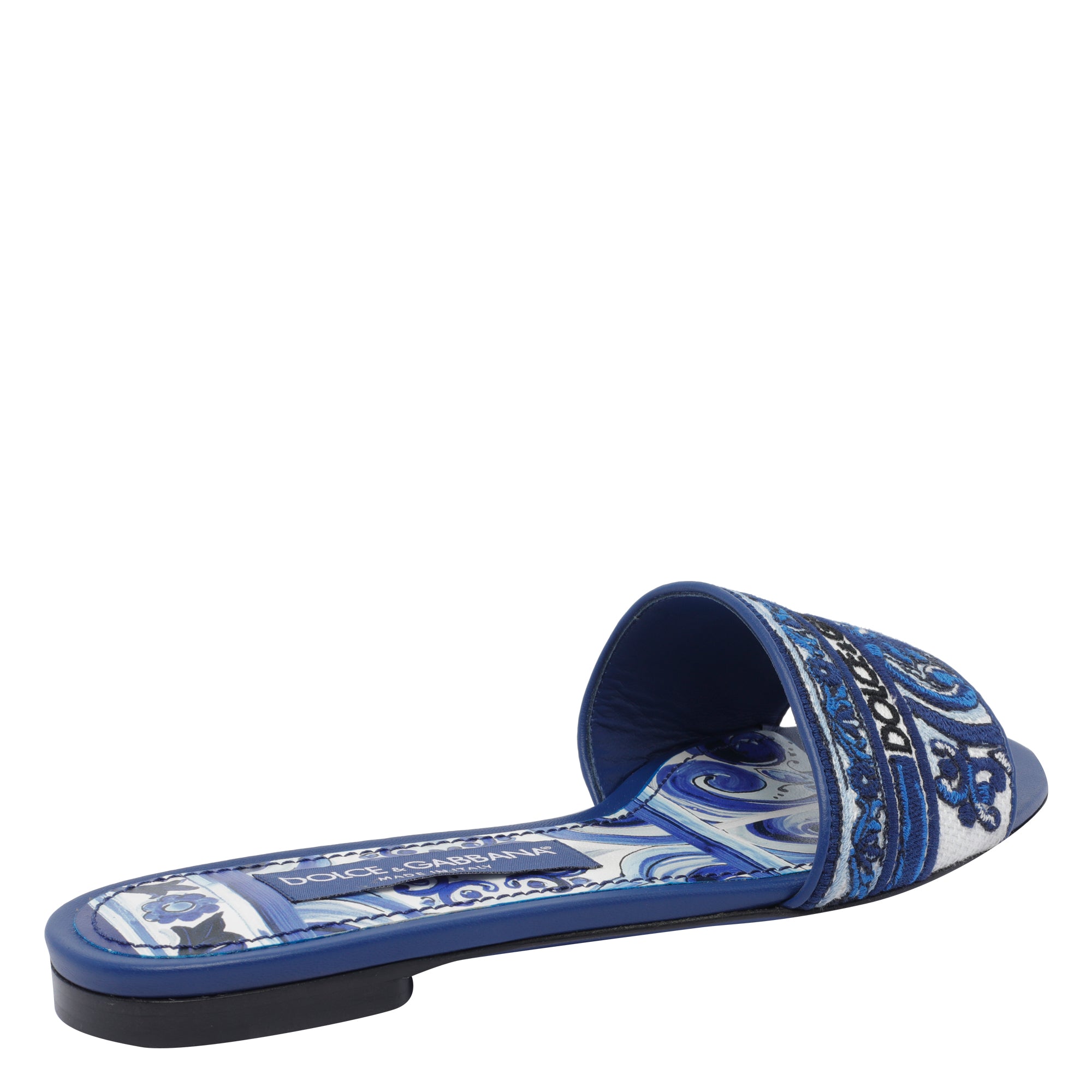 Dolce & Gabbana Sandals Blue Textile Calf Leather