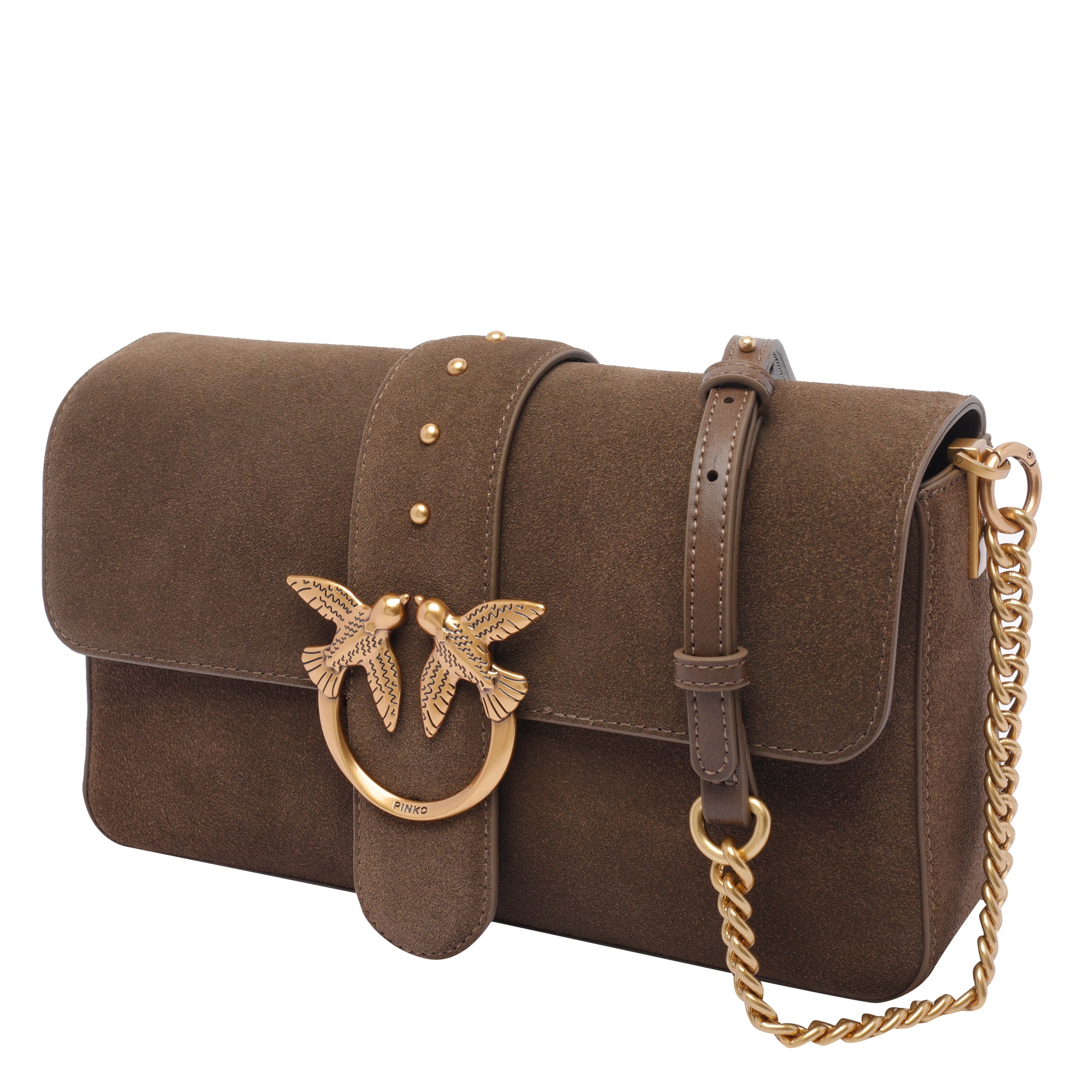 Pinko Bags Green Suede Calf Leather