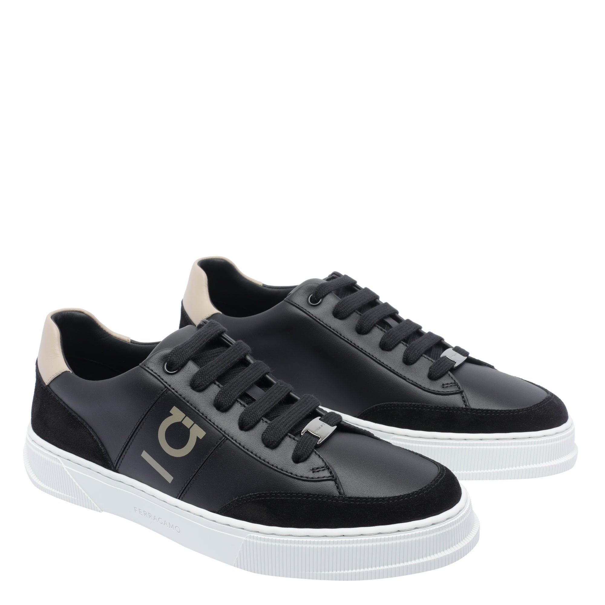 Ferragamo Sneakers Black Calf Leather/rubber Sole